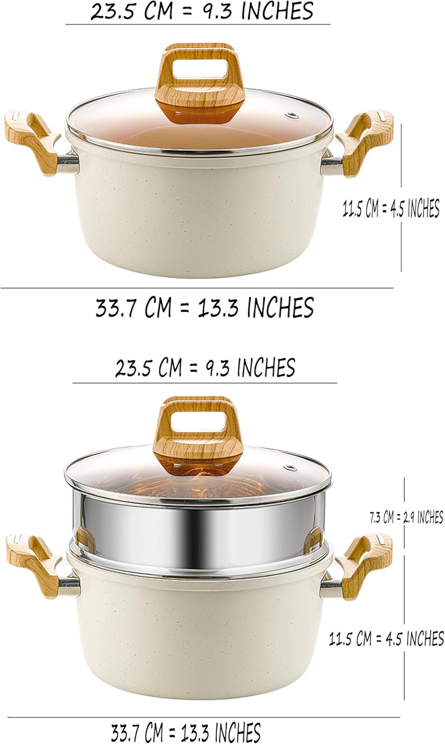 Nonstick Stock Pot with Lid Induction Compatible Cooker Durable Professional Use