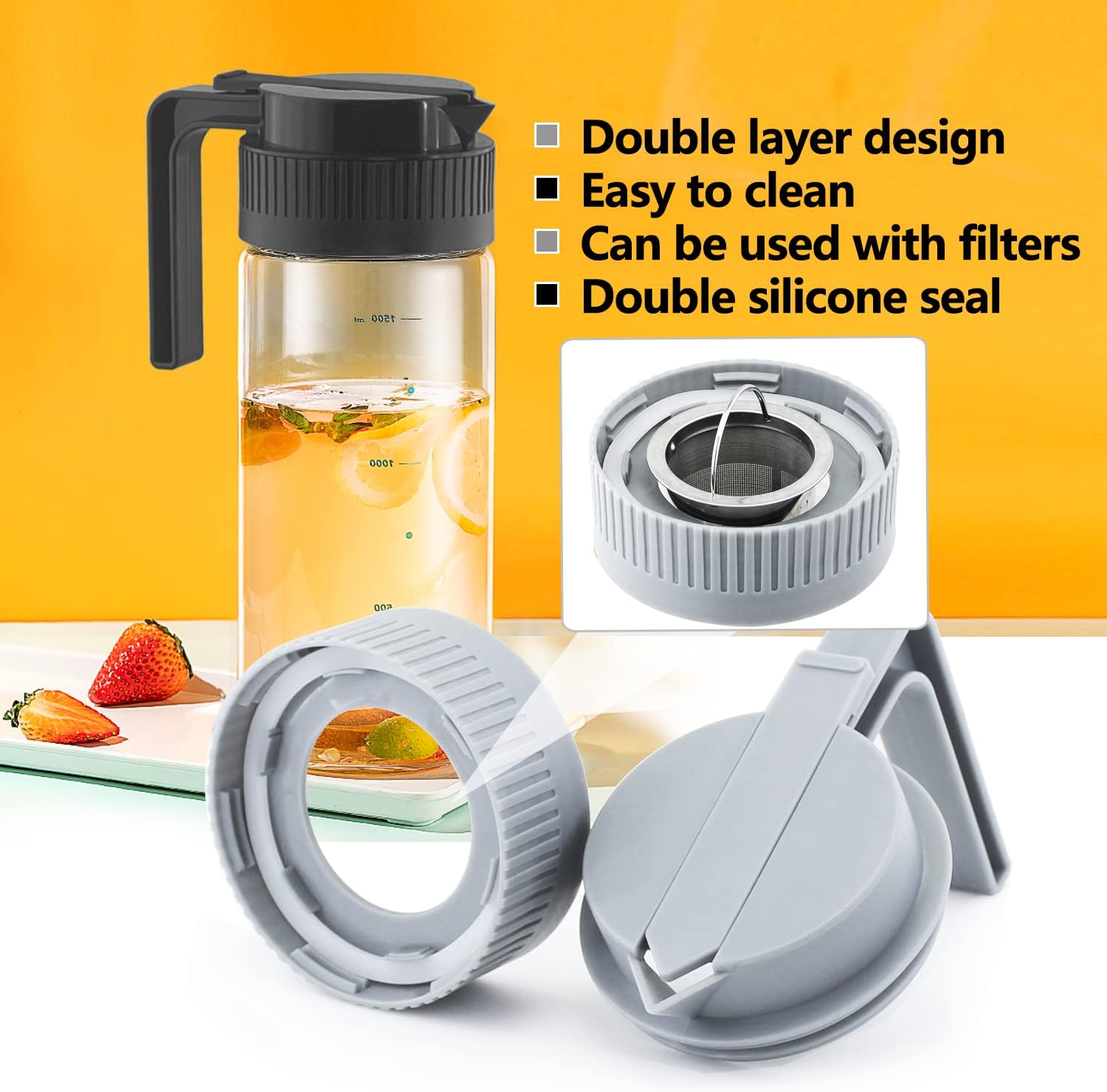 Premium Reusable Mason Jar Lids with Pour Spout by Drsn