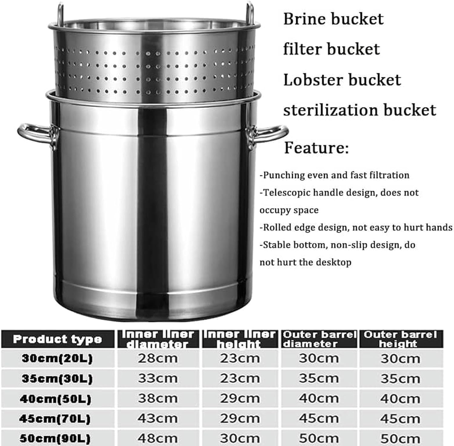 Stainless Steel Stockpot with Lid 45QT63QT