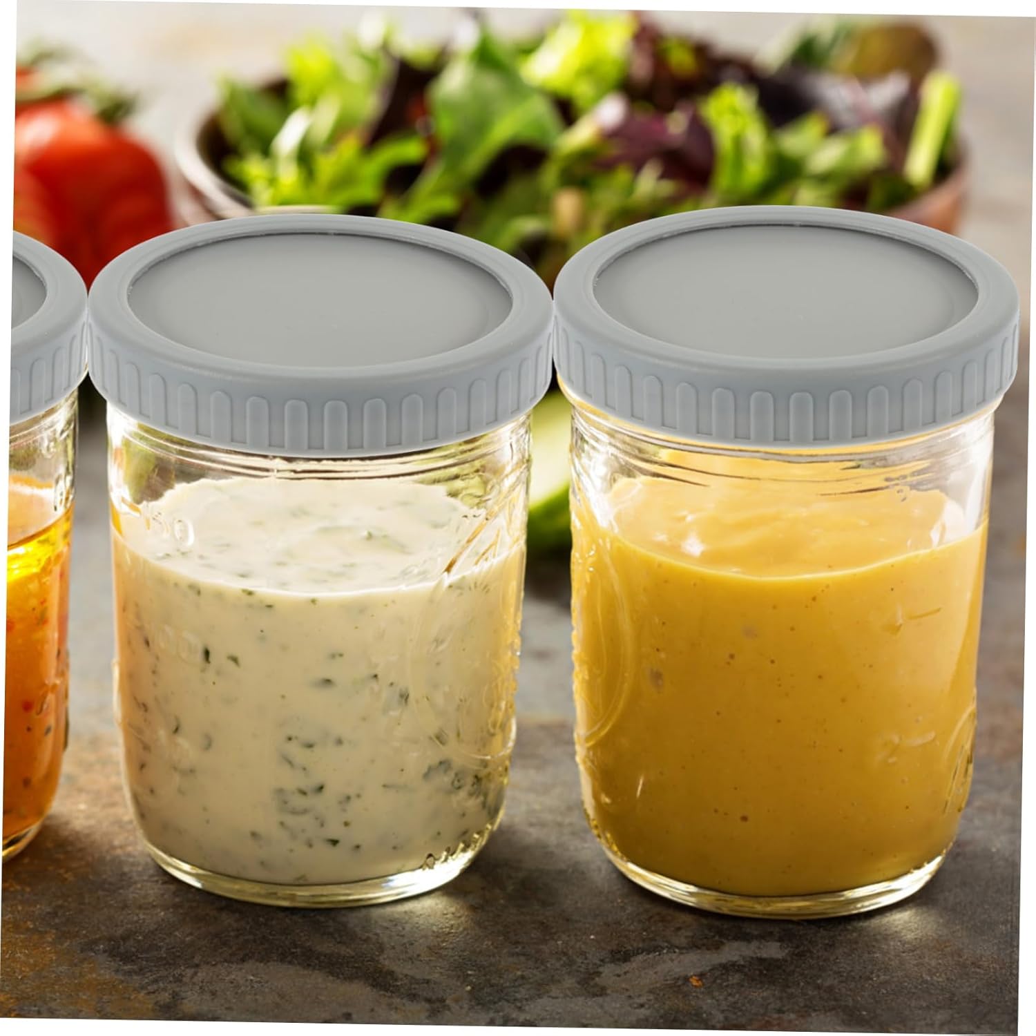 5 Sets Mason Jar Lids with Grey Sealing Covers 1