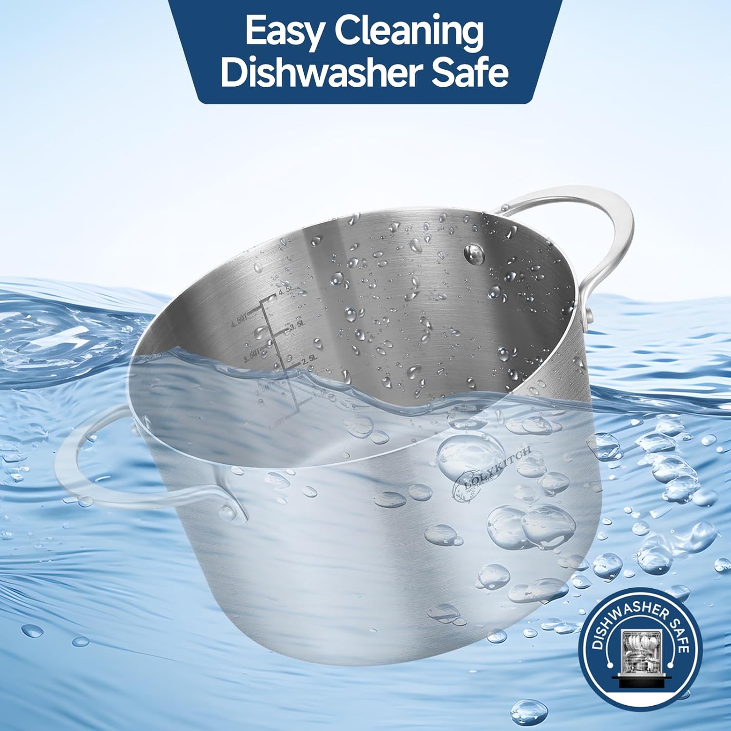 LOLYKITCH Tri-Ply 3 Quarts Stainless Steel Induction Stock Pot