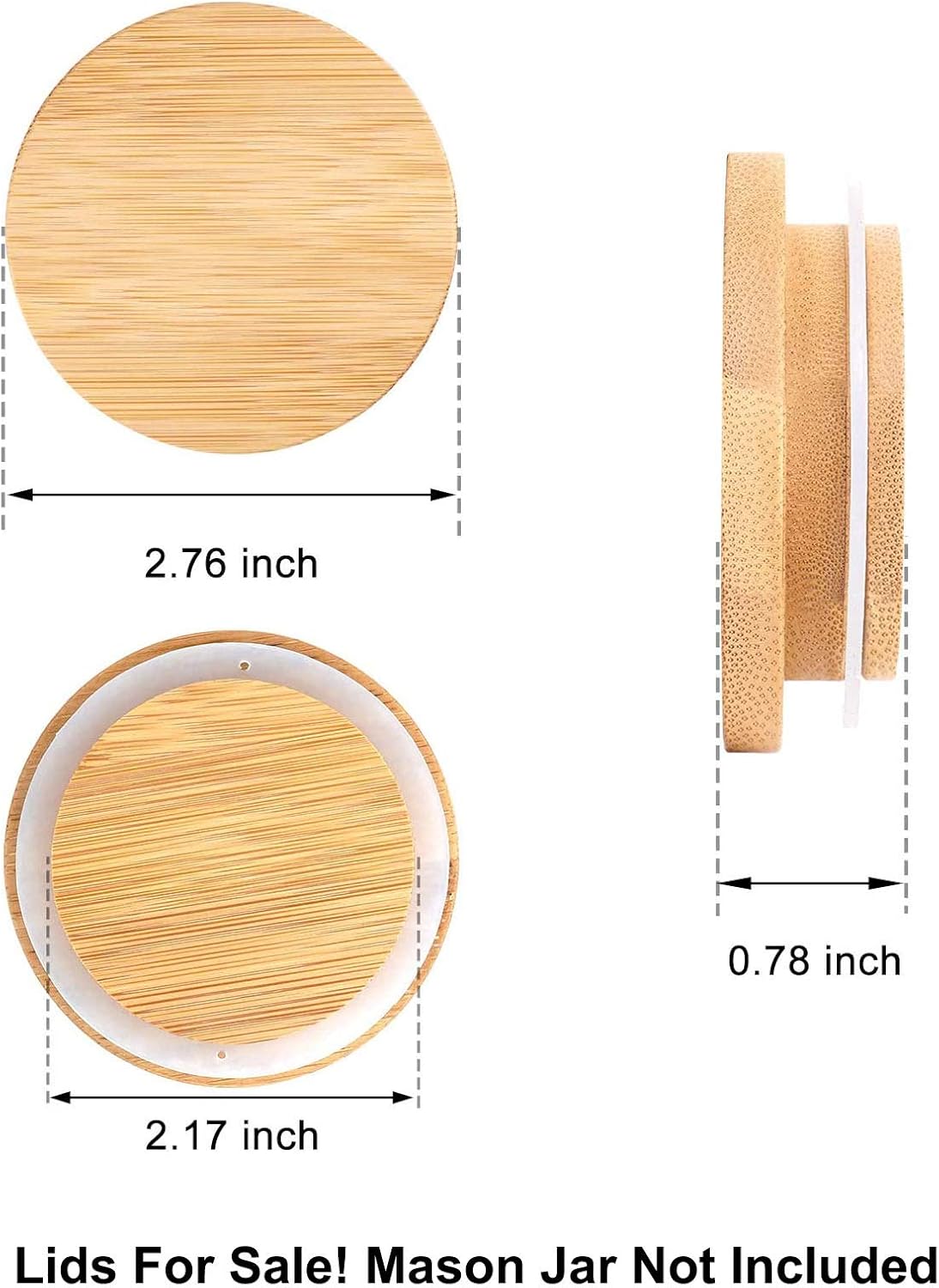 CNVOILA Bamboo Mason Jar Lids for Home Eco-Friendly 8-Pack
