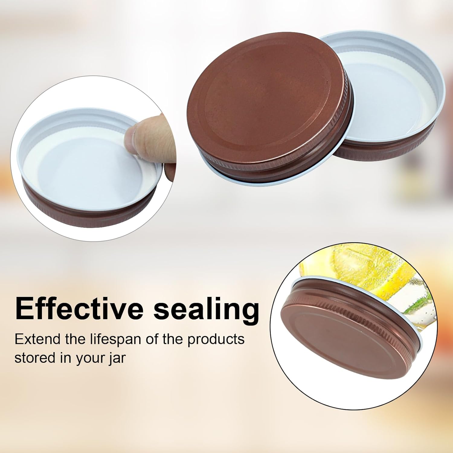 Perfect Leak-Proof Mason Jar Rose Gold Lids