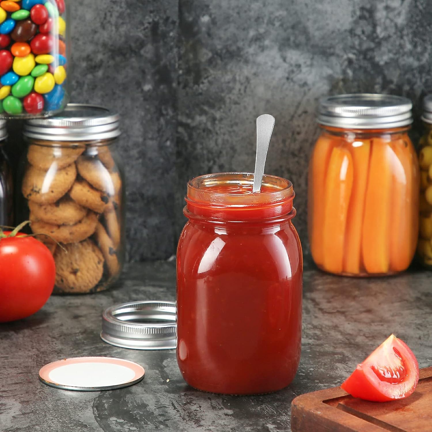 YEBODA 16 oz Wide Mouth Mason Jars