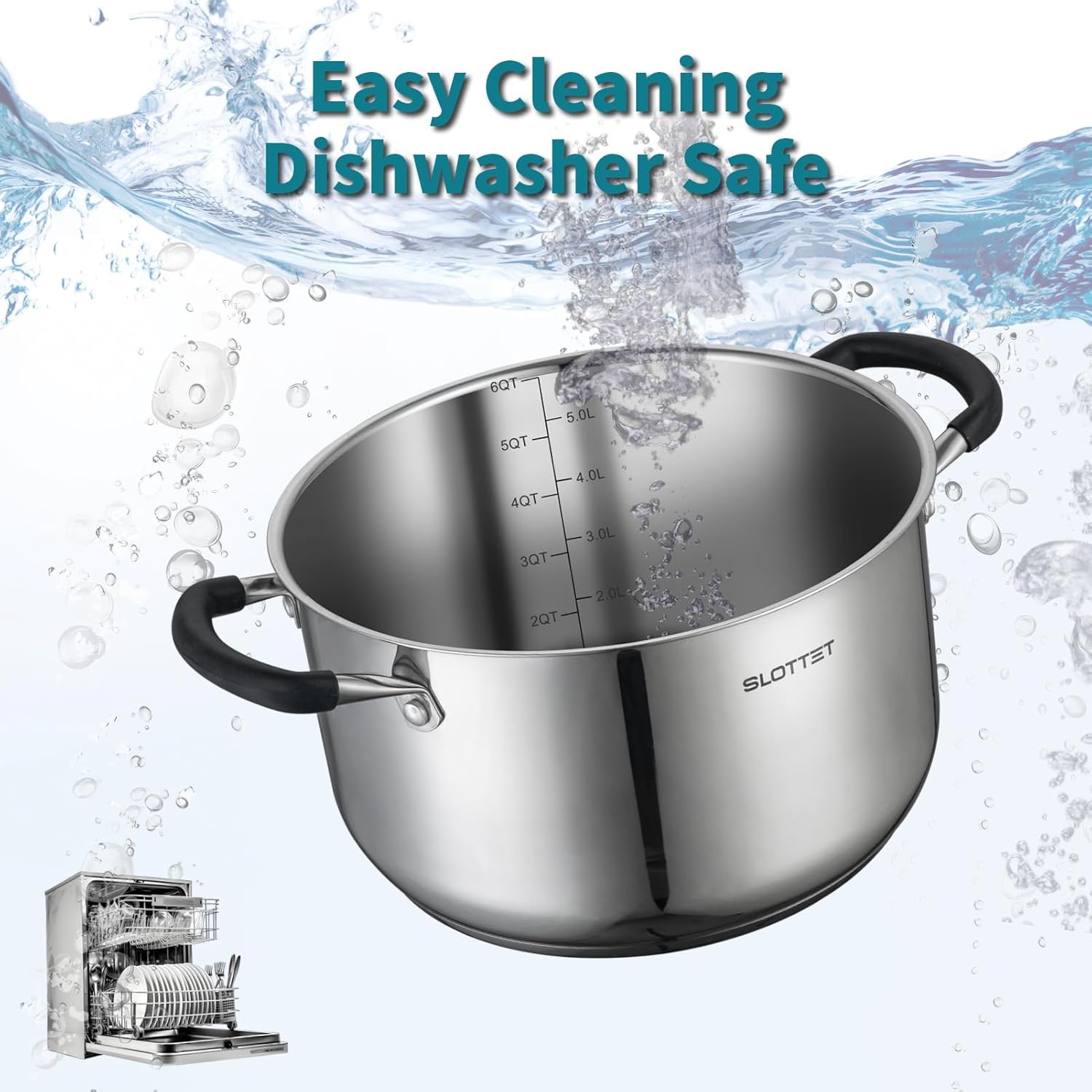 6 Quart Stainless Steel Stock Pot with Steamer and Glass Lid 1