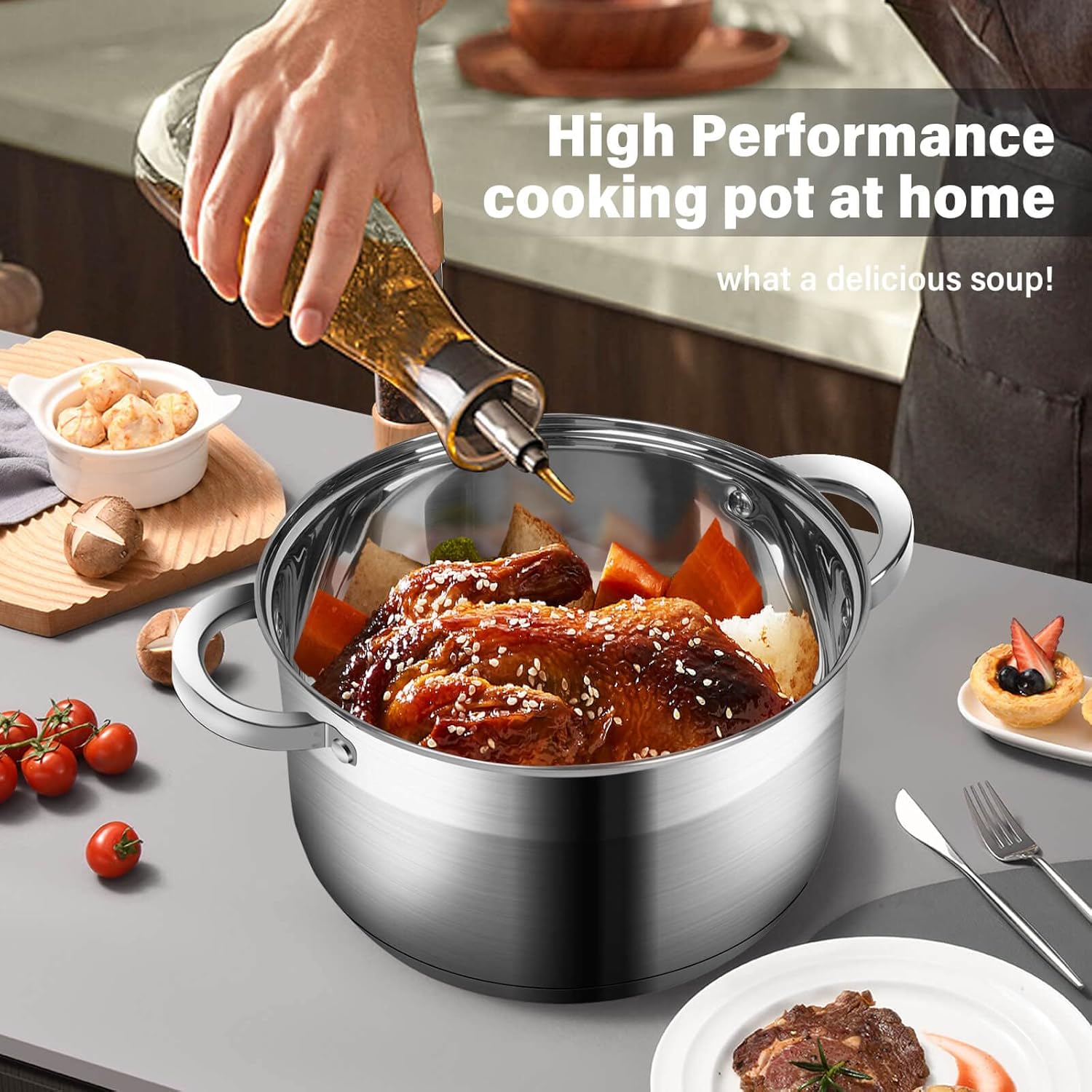 Stainless Steel 10 Quart Stockpot Durable Multifunctional Cooking Pot