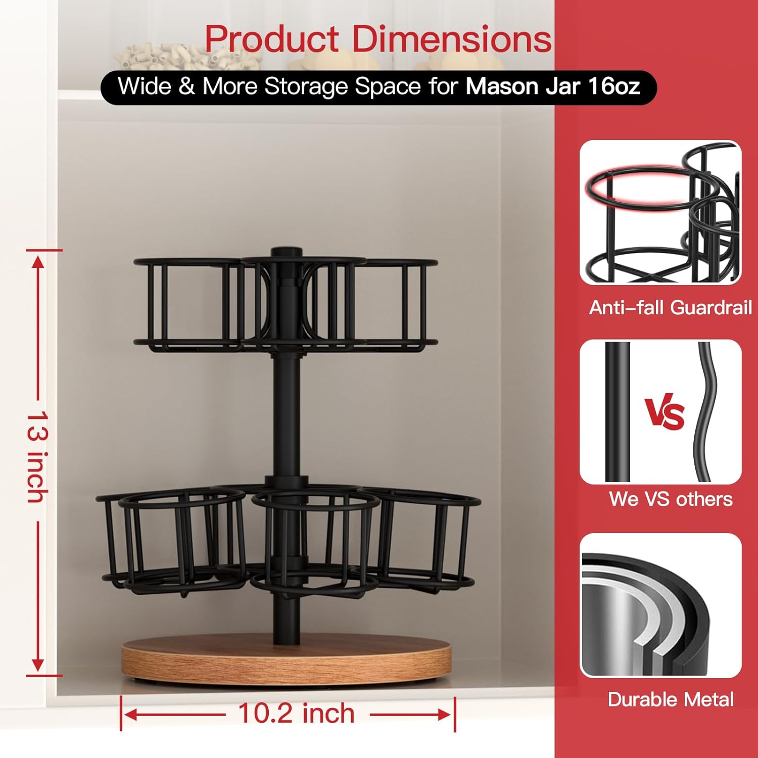 2-Tier Rotating Mason Jar Rack for 16oz Jars 1