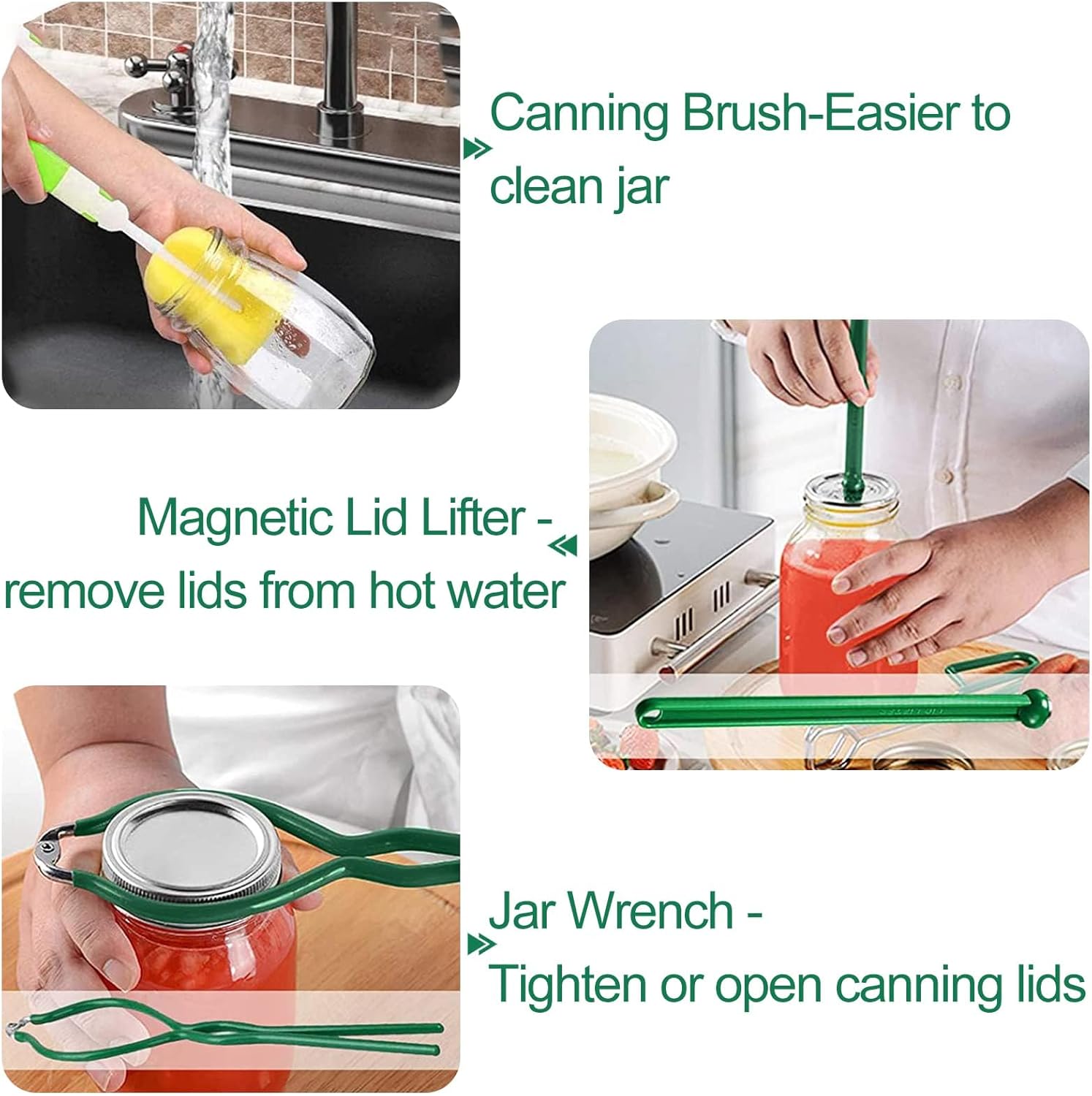 Alemard 11pc Canning Kit - Jar Lifter Lid Lifter Funnel Wrench Lids Rings