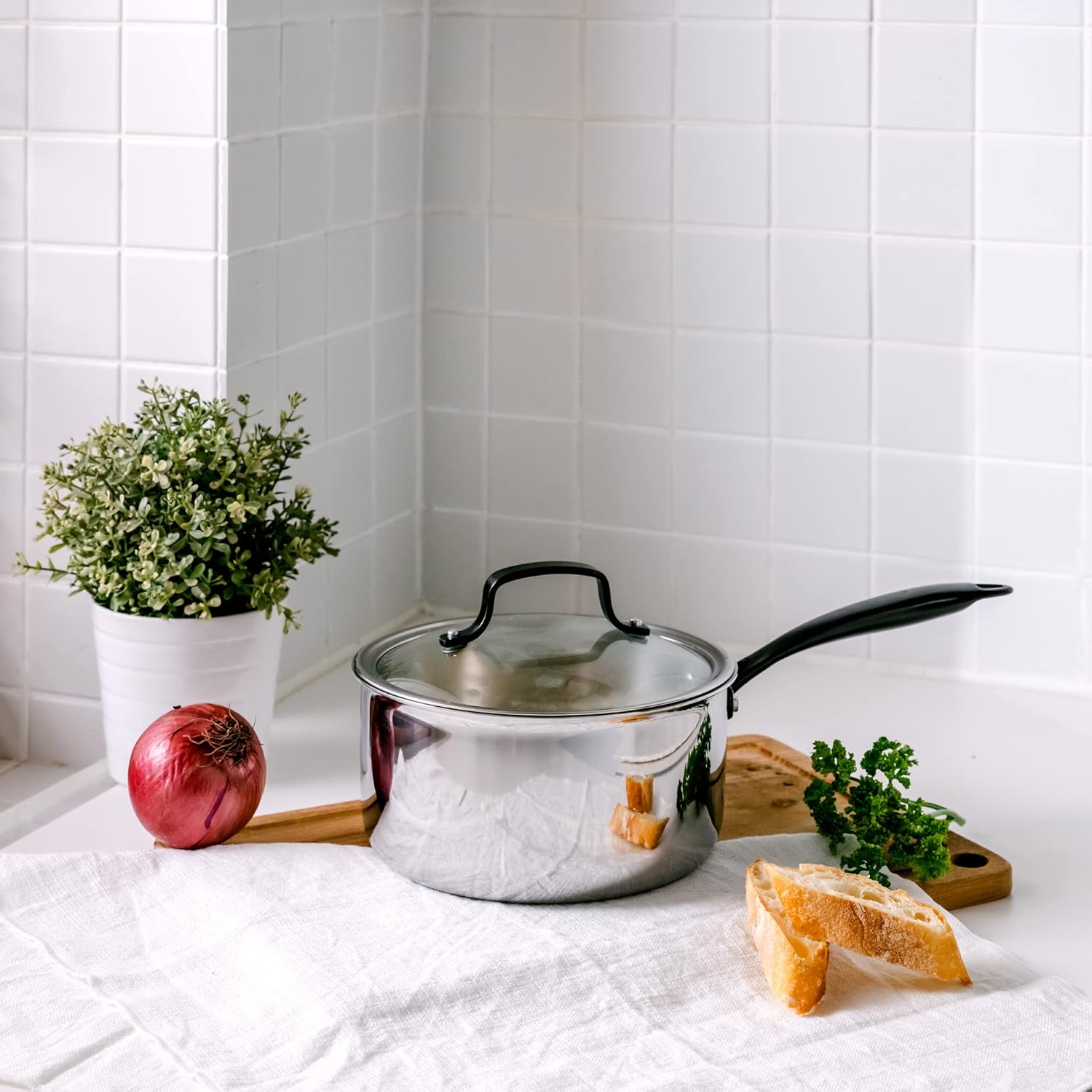 Groldties 3QT Tri-Ply Stainless Steel Saucepan