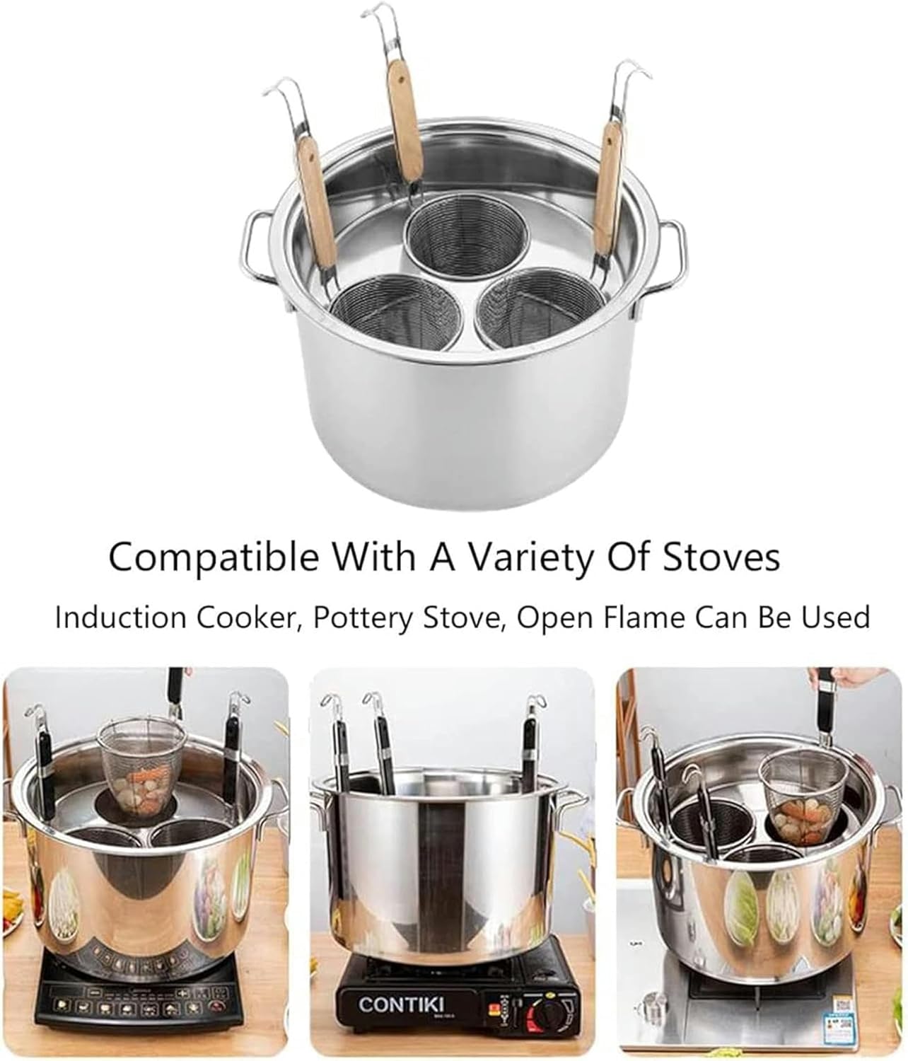 Premium stainless steel pasta cooker with steaming capacity