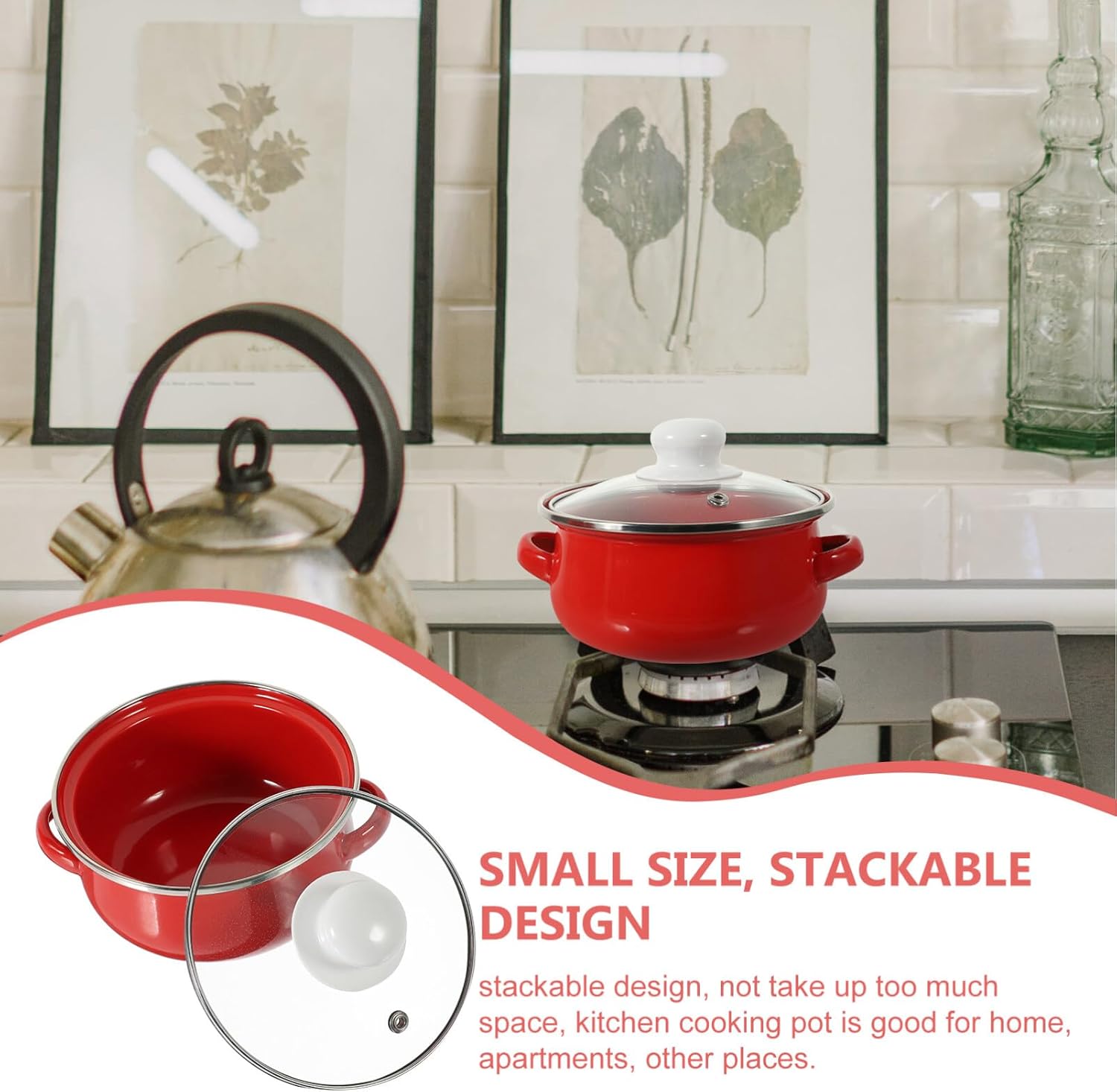 Luxshiny Retro Enamel Stockpot Set 3-Piece with Lid