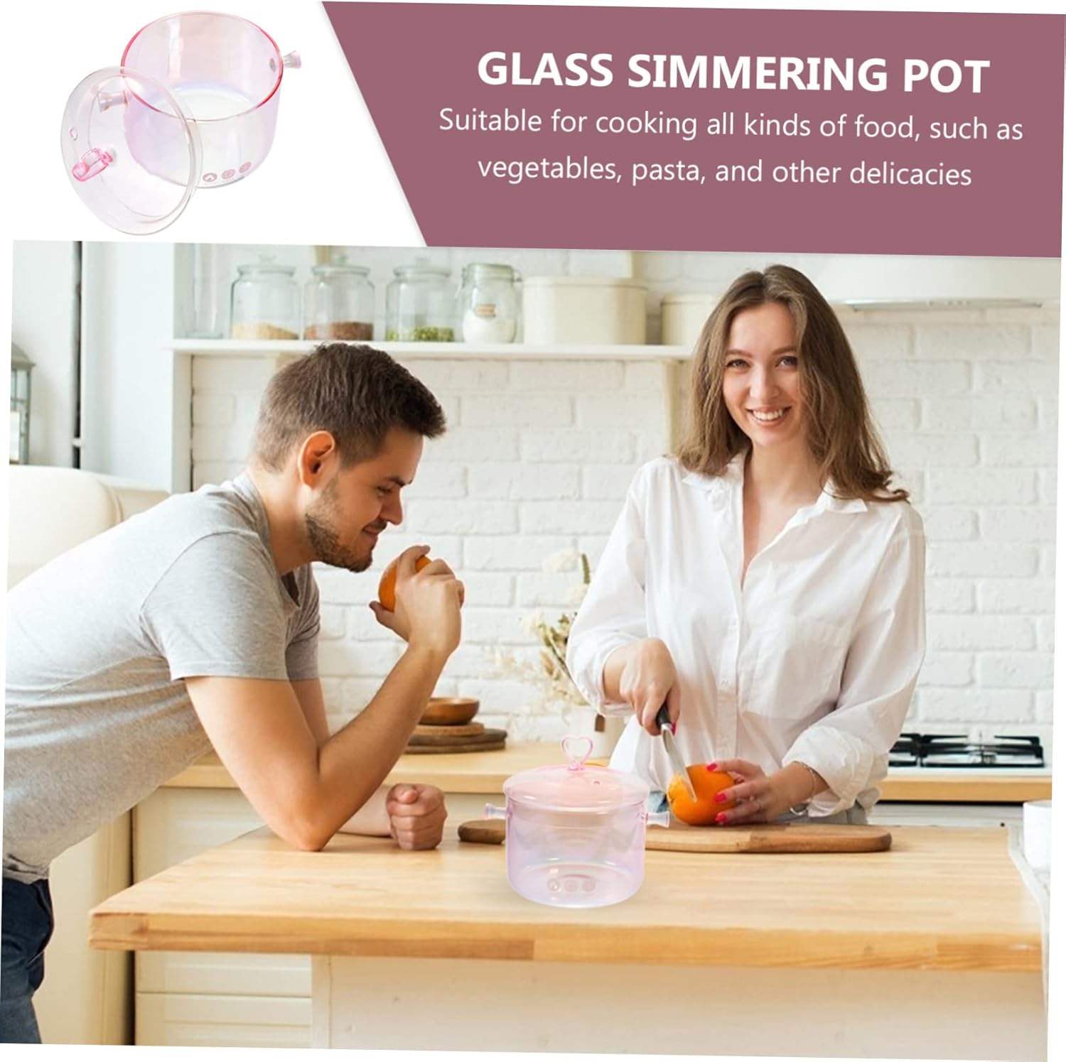 Versatile 1600ml Glass Pot with Double Handles for Noodles Soup