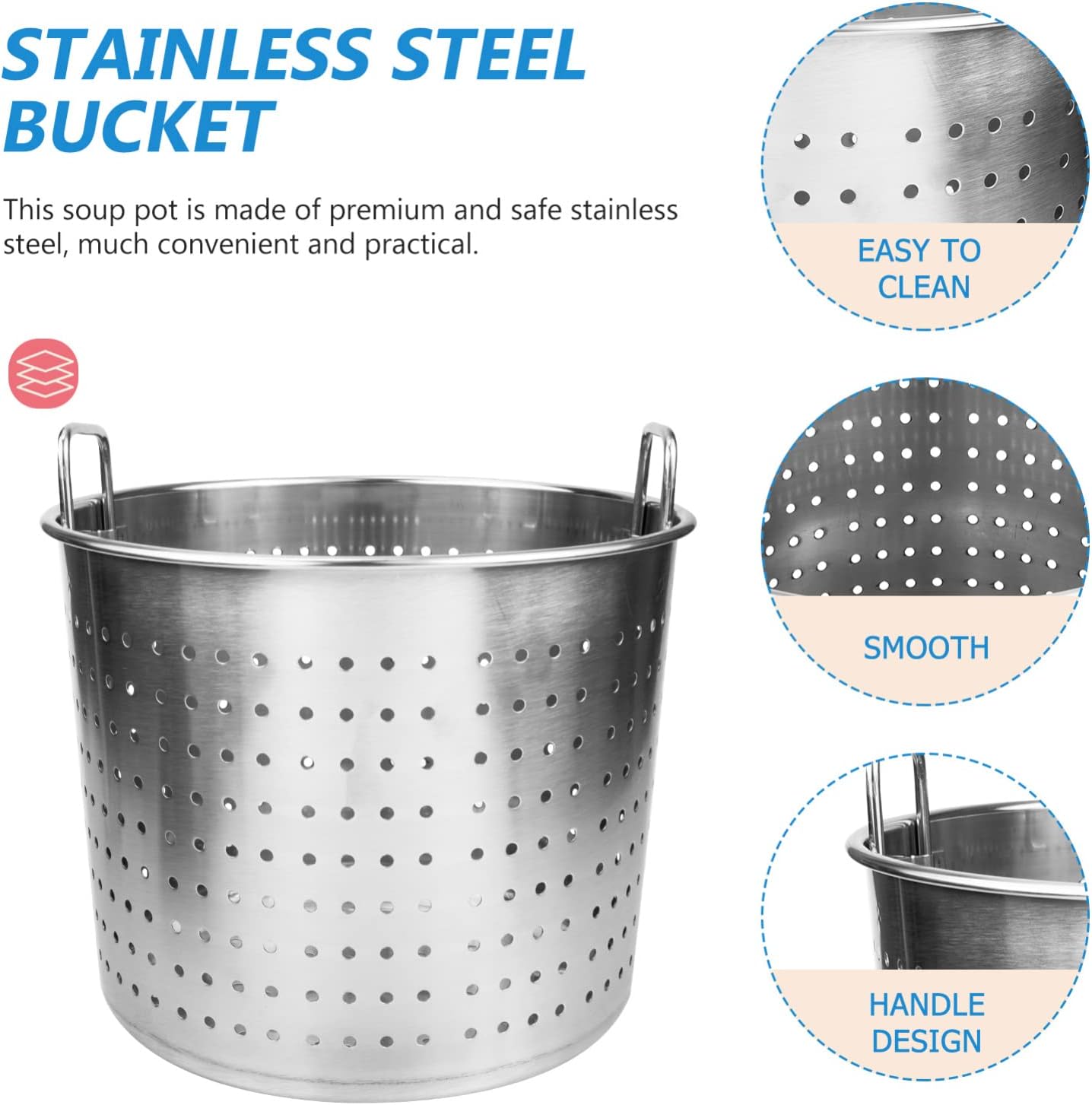 UPKOCH Stainless Steel Stock Pot Insert Steamer Basket Perfect for Boiling Seafood