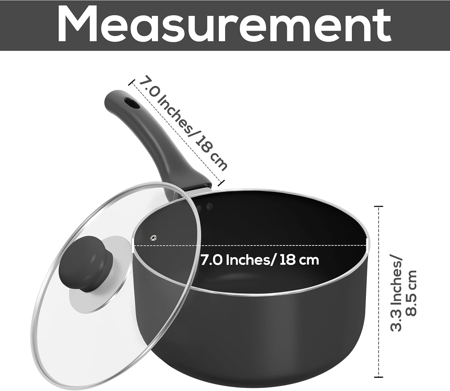 Utopia Kitchen 2 Quart Nonstick Saucepan with Glass Lid