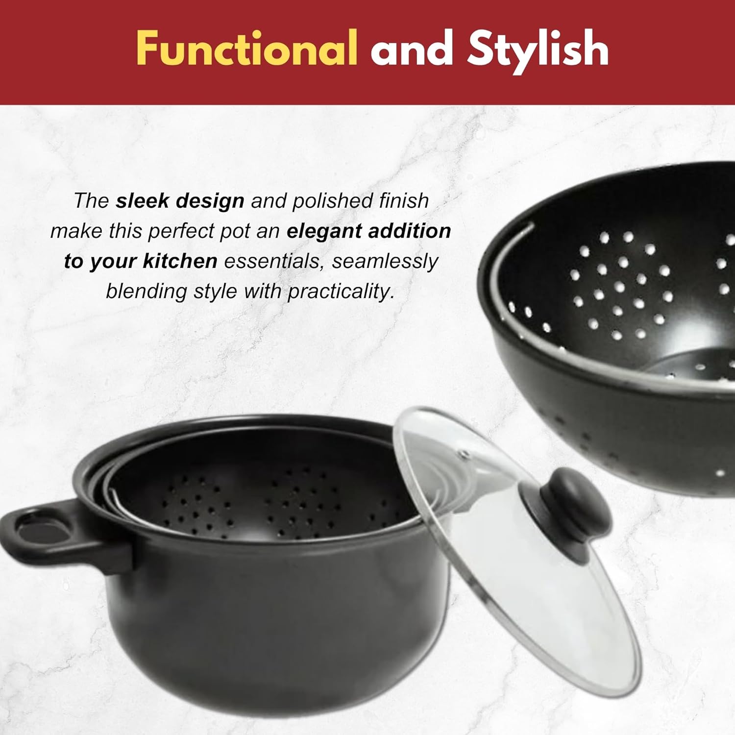 Versatile Stock Pot with Lid and Strainer