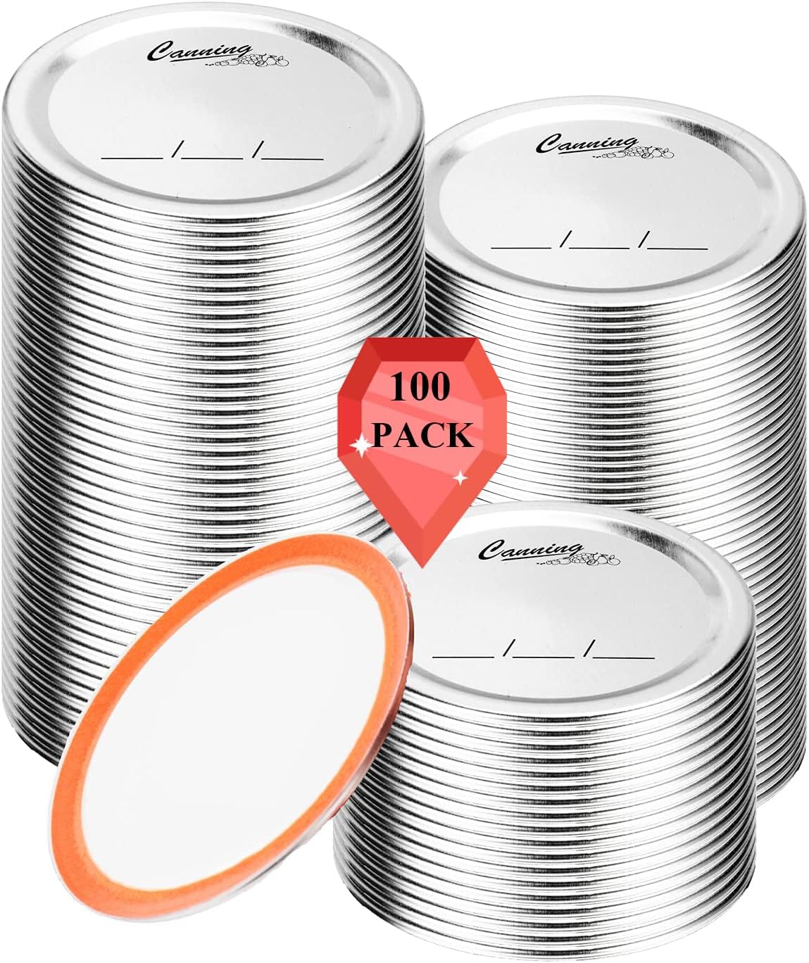 100-Count Regular Mouth Canning Lids for Ball Kerr Jars