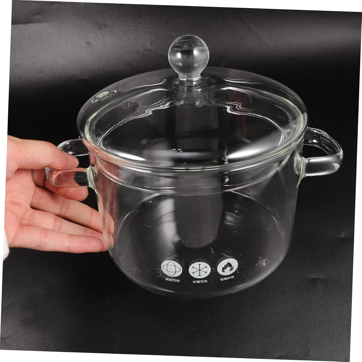 STOBAZA Glass Stew Pot 1500ml with Dual Handle and Lid