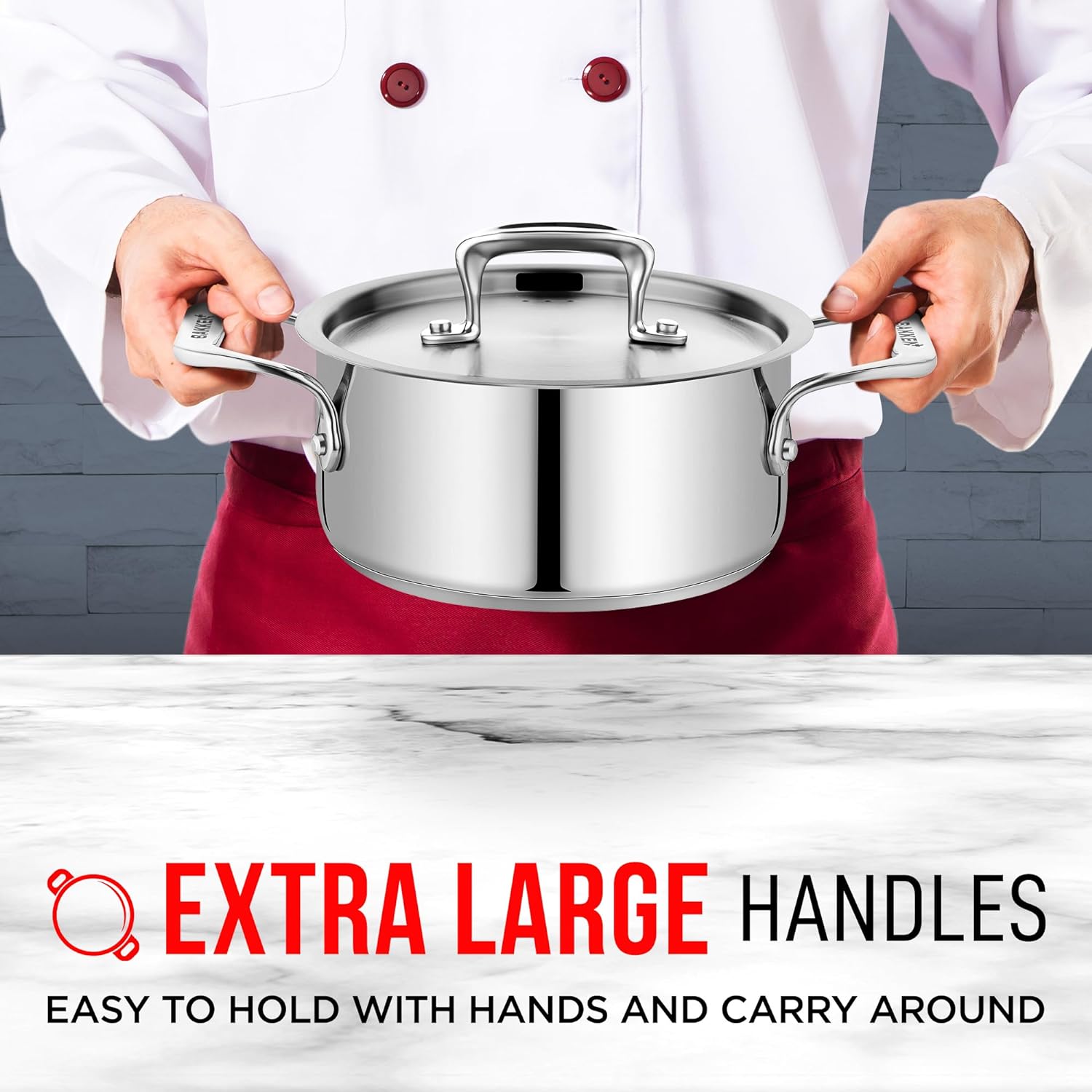 Bakken SwissHeavy-Duty Stainless Steel Stockpot 2 Quart for Cooking Catering