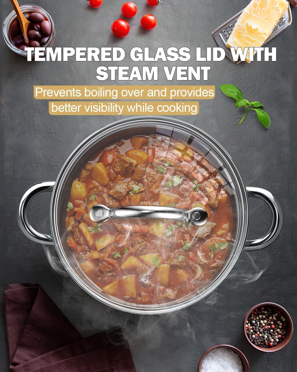 Cook N Home 12-Quart Stainless Steel Stockpot with Lid