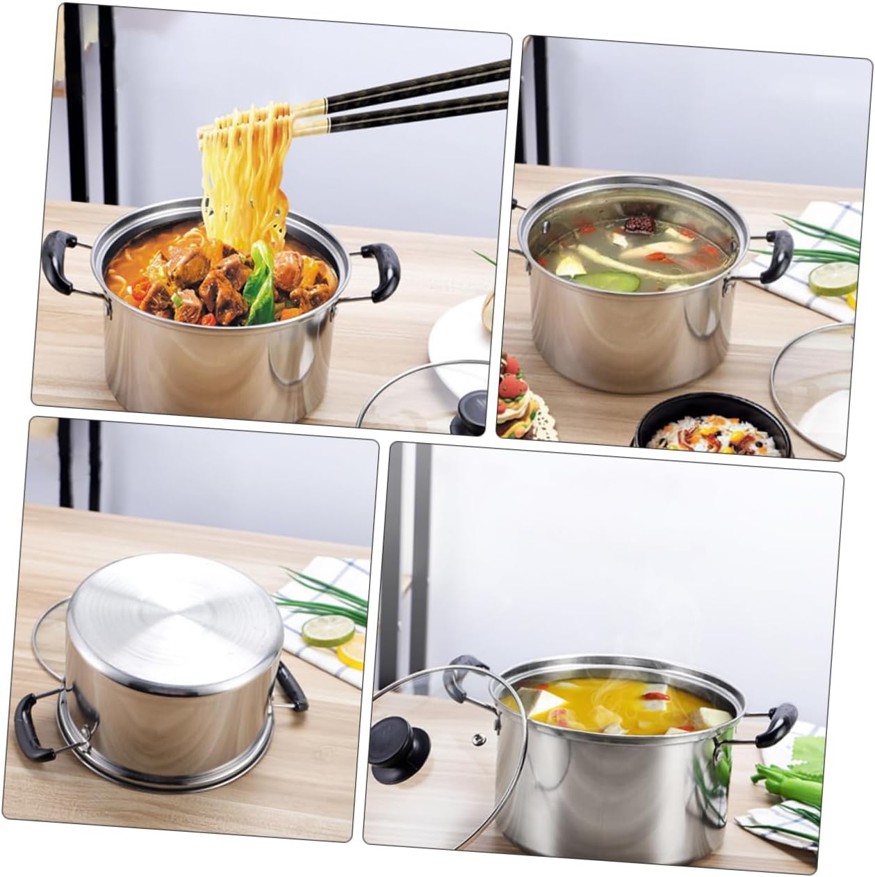 FONDOTIN 1pc Stainless Steel Small Stock Pot with Lid