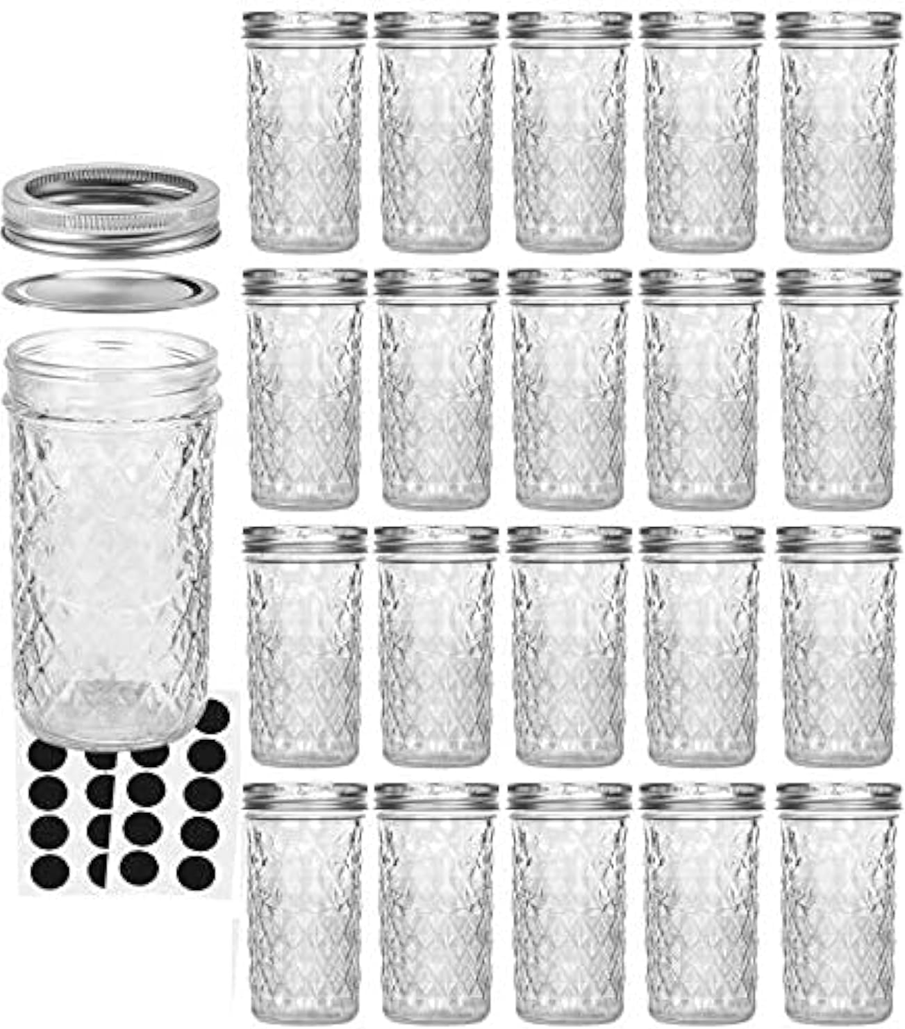 VERONES Mason Jars 20 PACK - Perfect for Jam Honey and More