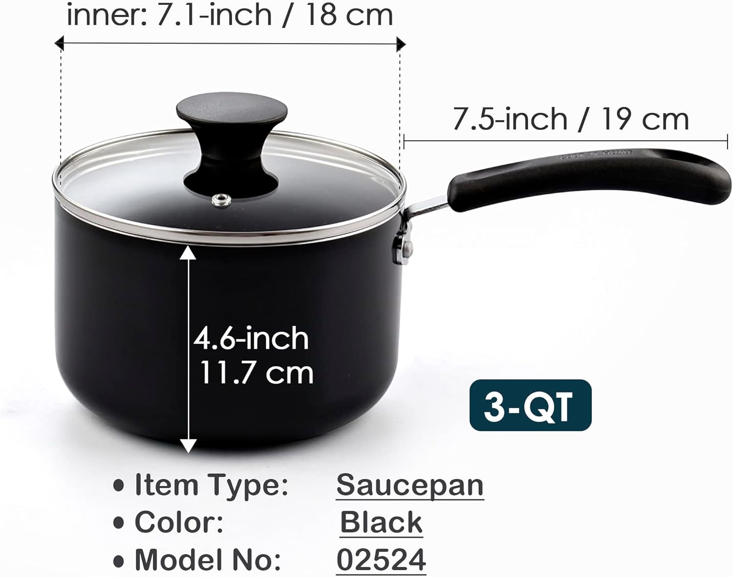 Perfect Nonstick 3-Qt Saucepan with Glass Lid