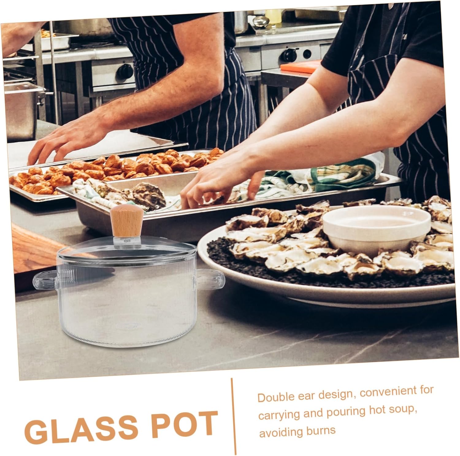 PPZZY Transparent glass cooking pot with lid