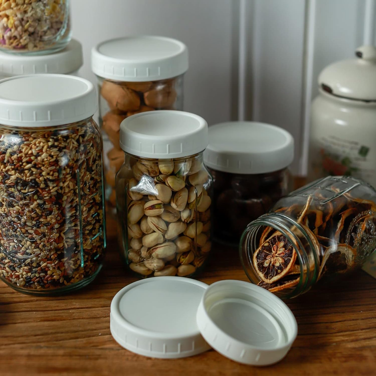 14 Durable Mason Jar Lids with Silicone Ring for Canning Cooking