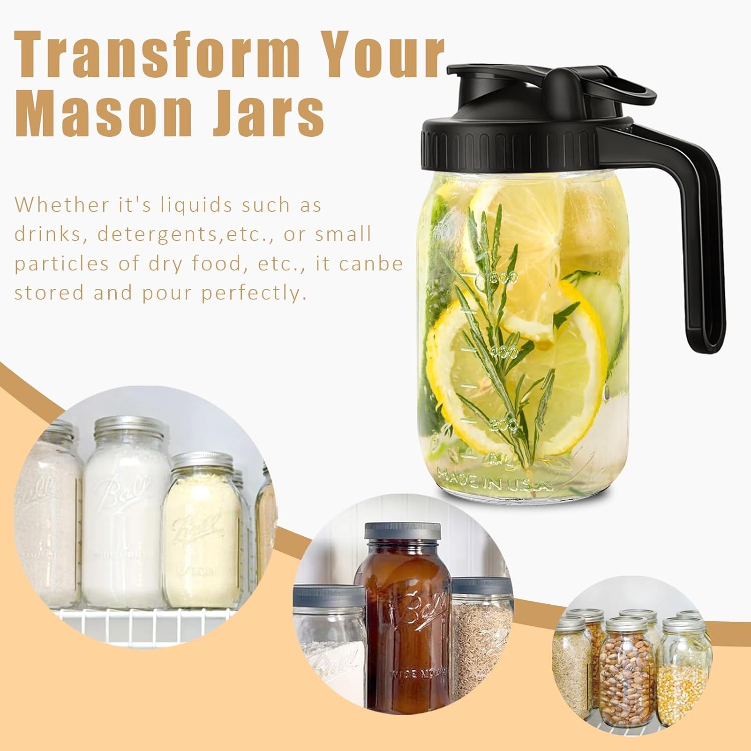 Mason Jar Pour Spout Lid - Leak-Proof Design