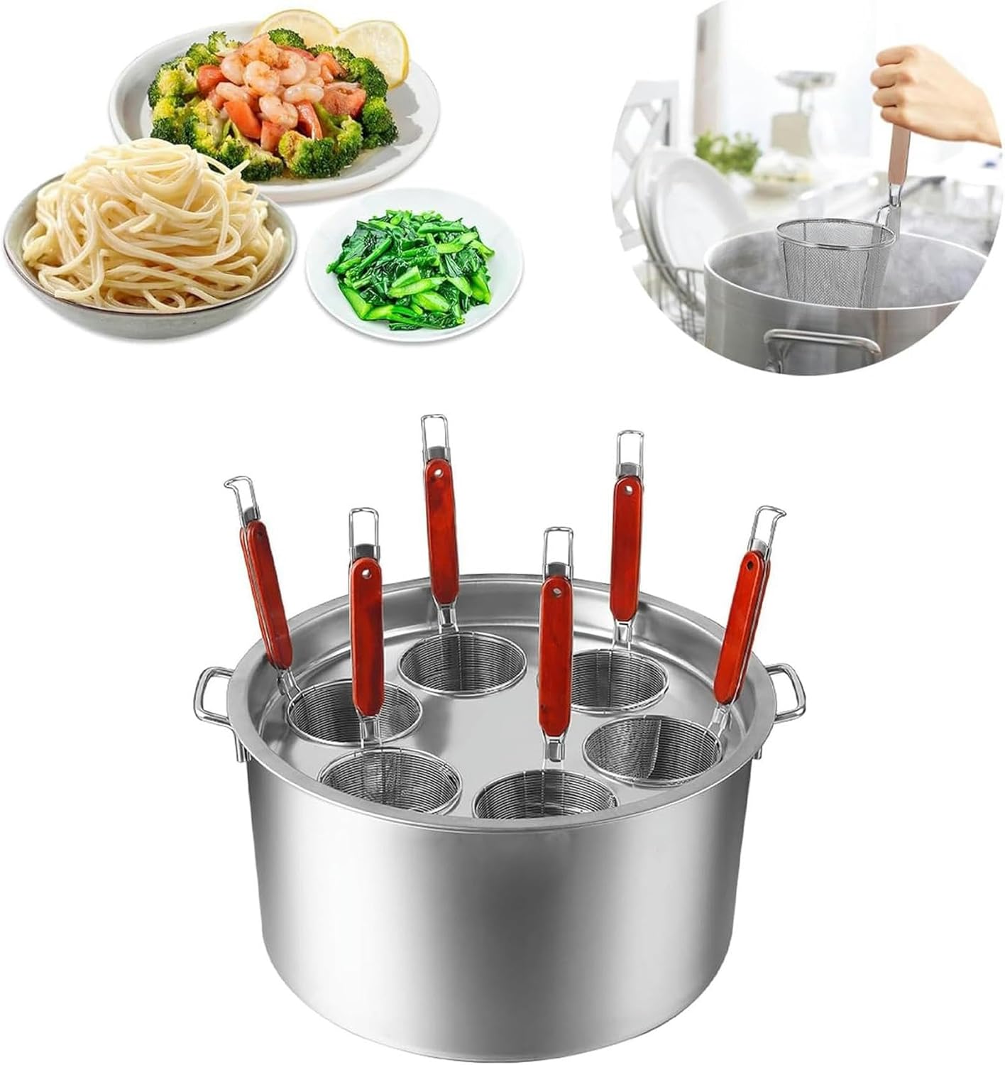 Stainless Steel Pasta Pot with Strainer Basket for Home Kitchen