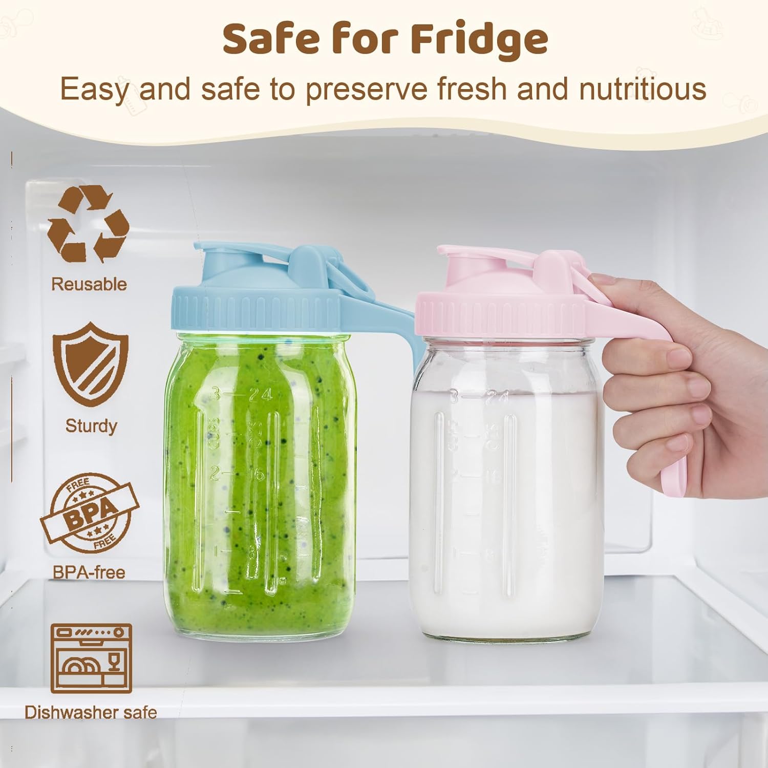 2-Pack Mason Jar Lids with Leak-Proof Lid and Flip Cap