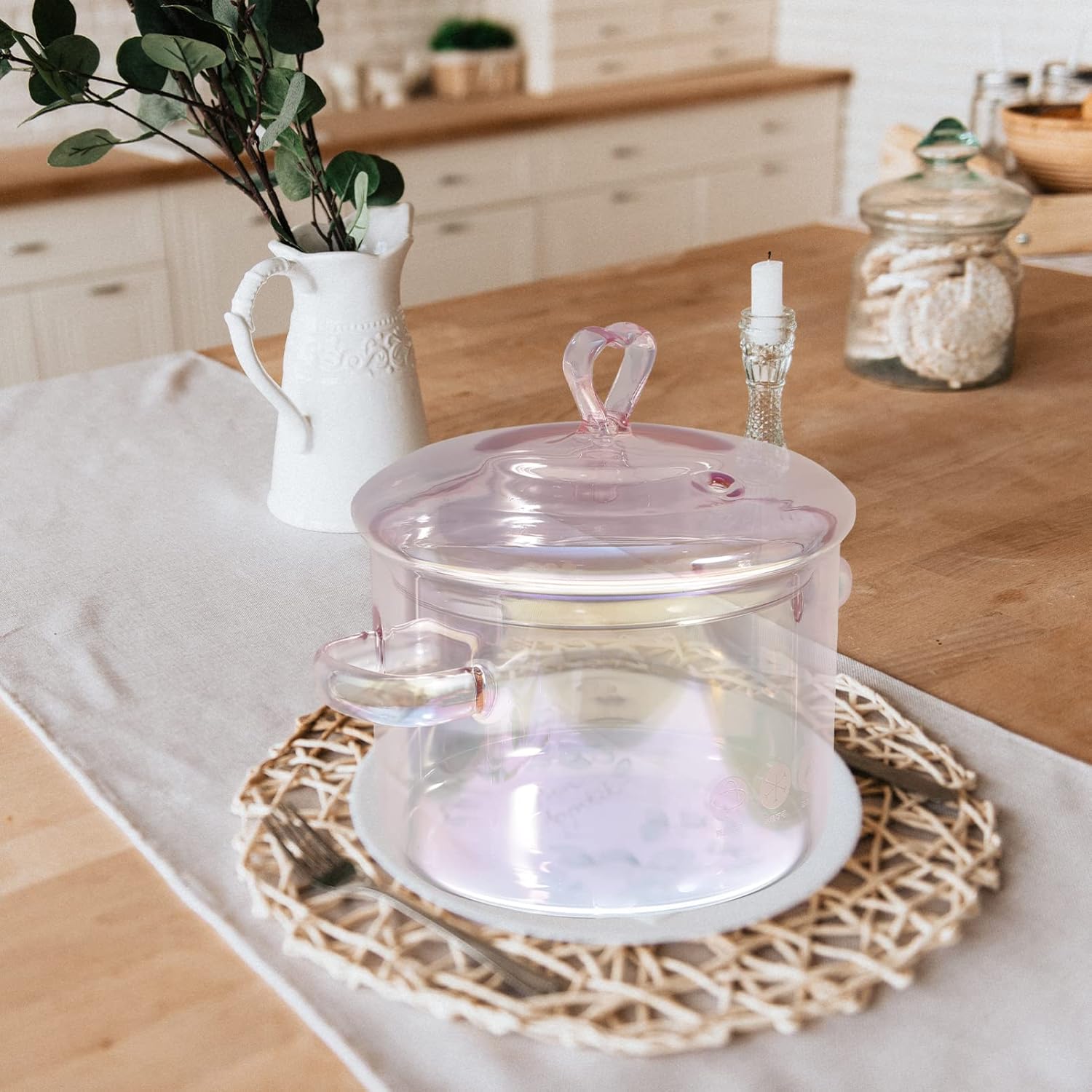 Premium Glass Tea Pot with Heart Design for Home Use