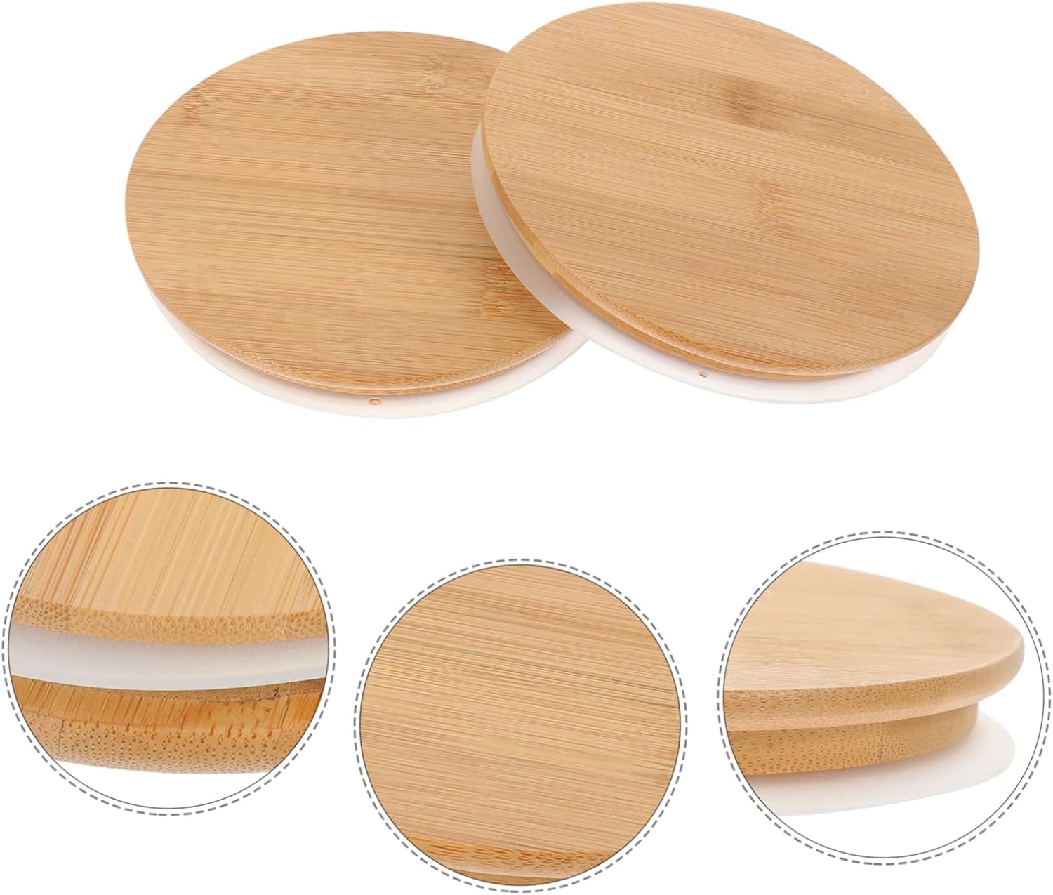 2PCS Bamboo Jar Lid Set Washable Glass Yogurt Jar Sealing Lids