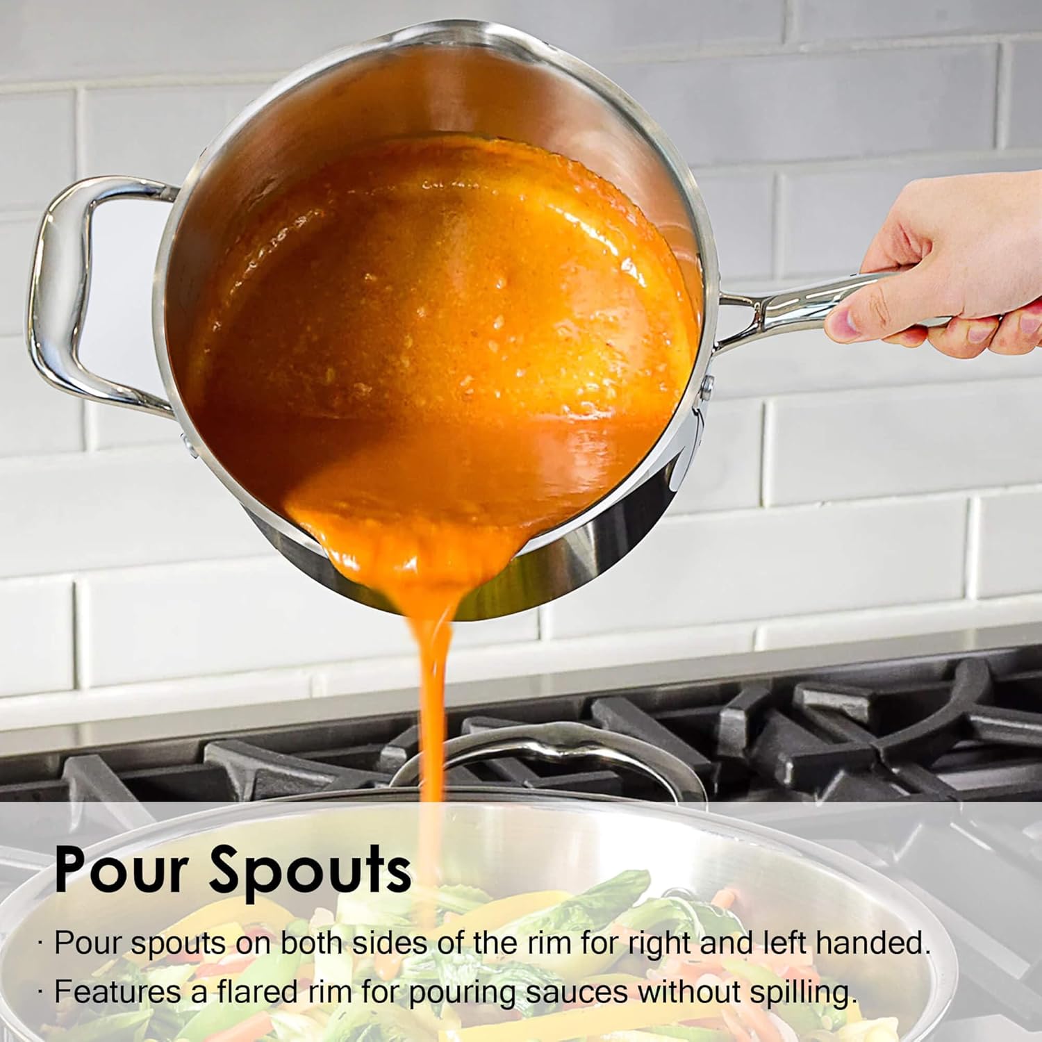 Bustling 37 qt Stainless Steel Saucepan with Glass Lid