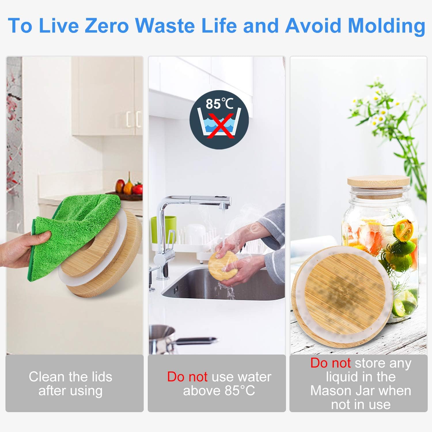 CNVOILA Bamboo Mason Jar Lids for Home Eco-Friendly 8-Pack