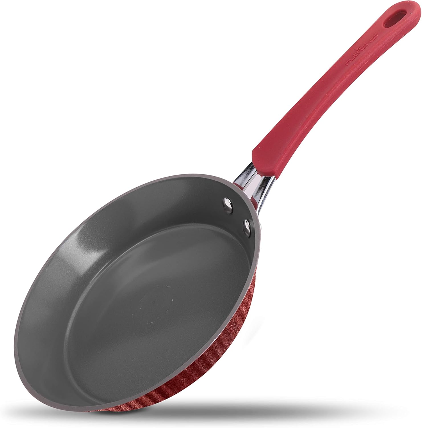 NutriChef 8 Durable Non-Stick Skillet - Red