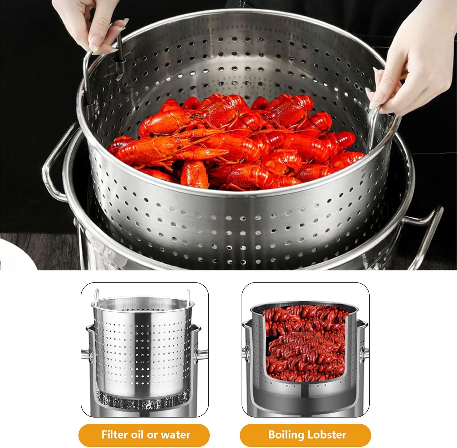 AIZYR Stock Pot Turkey Fryer with Basket 35cm