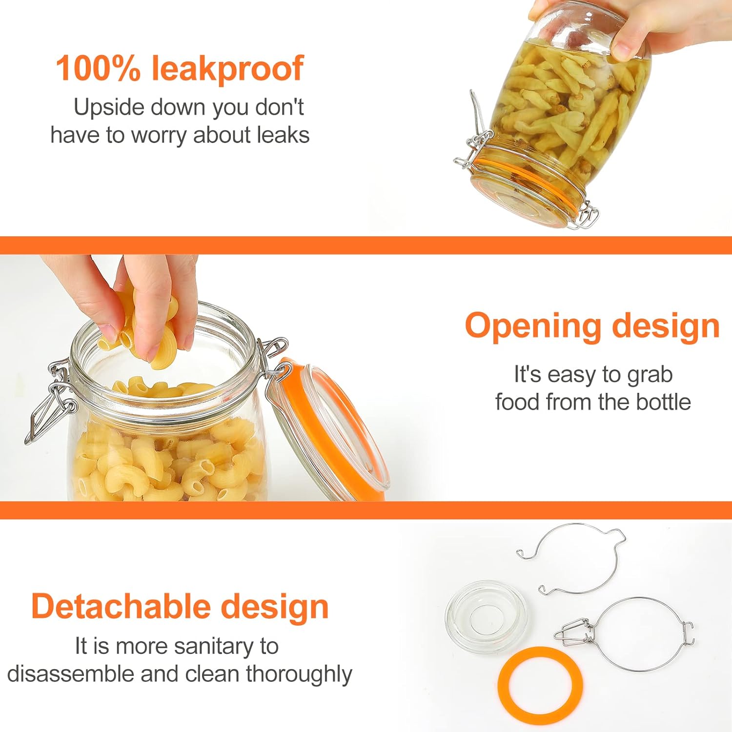 DANALLAN 4Pcs 32 oz Wide Mouth Glass Jars