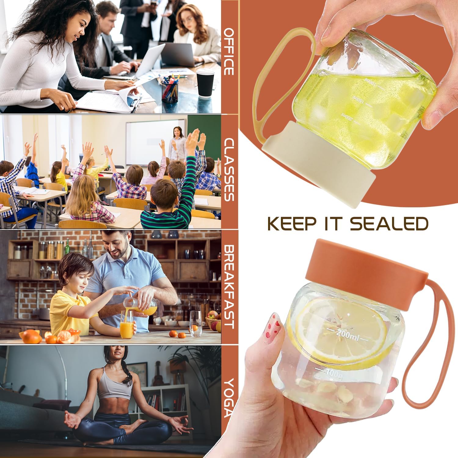 Danmu Glass Juice Bottles Reusable Leakproof 10oz