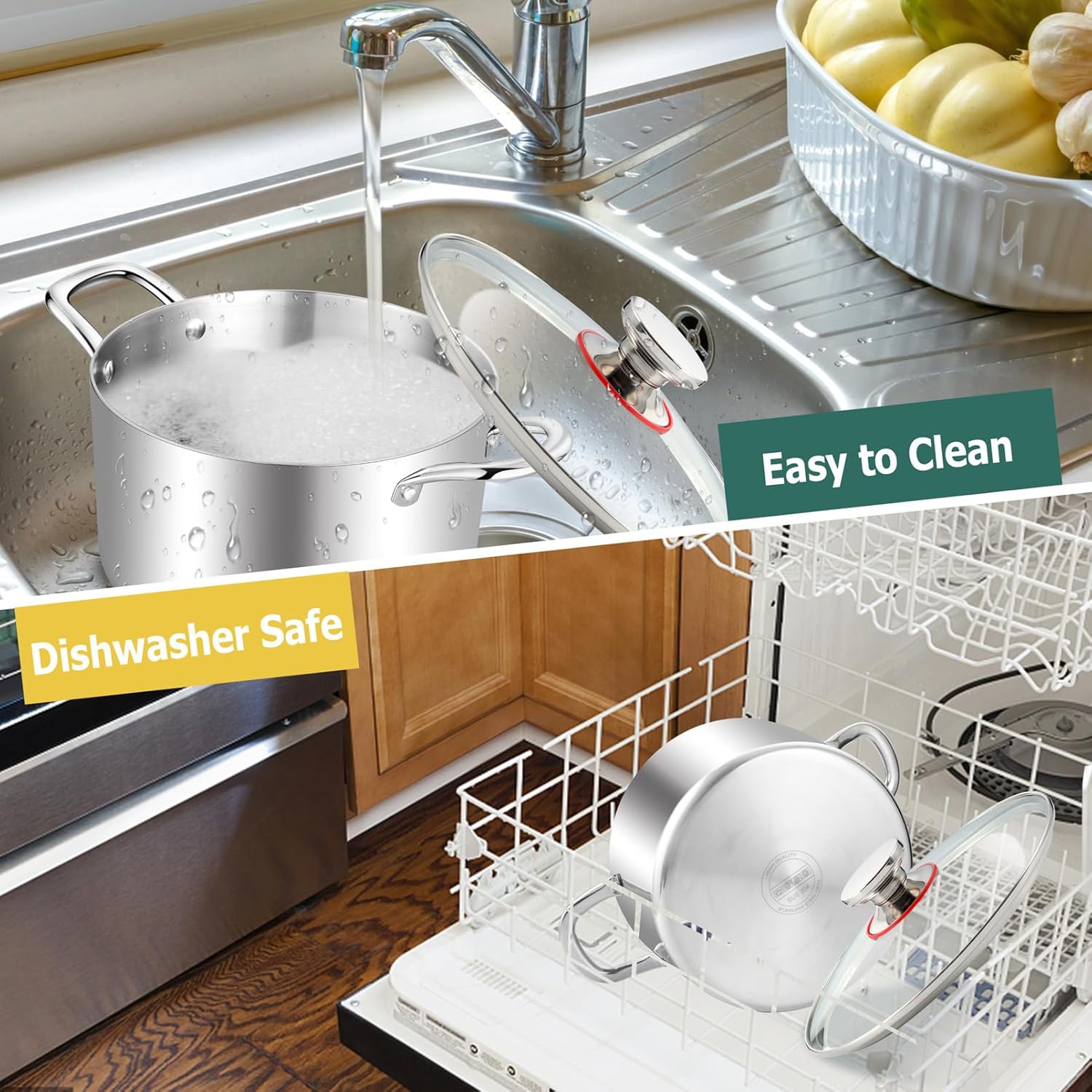 8 Quart Stainless Steel Stock Pot with Glass Lid
