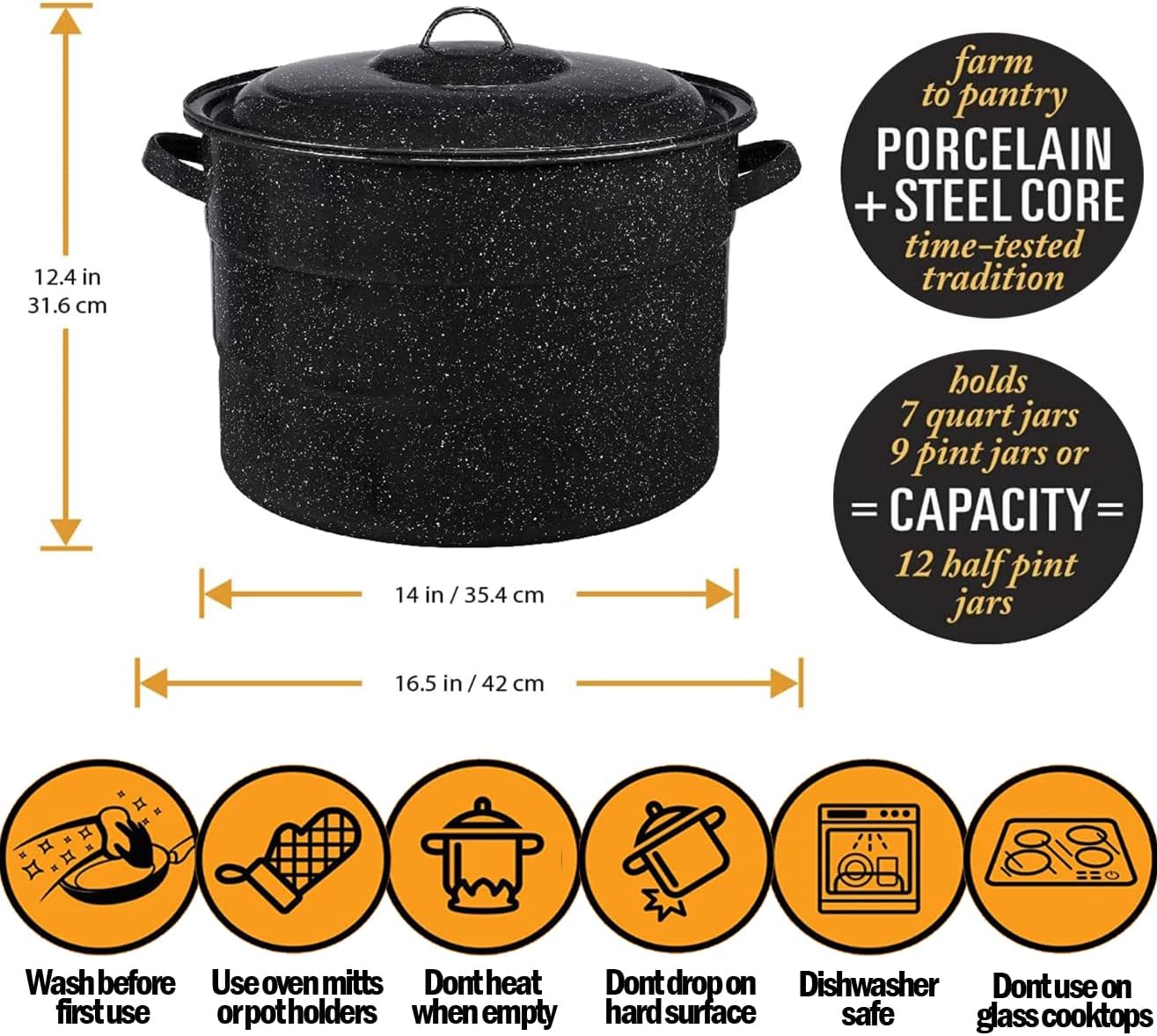 Easy Canning Kit - Stainless Steel Water Bath Canner with Rack Lid