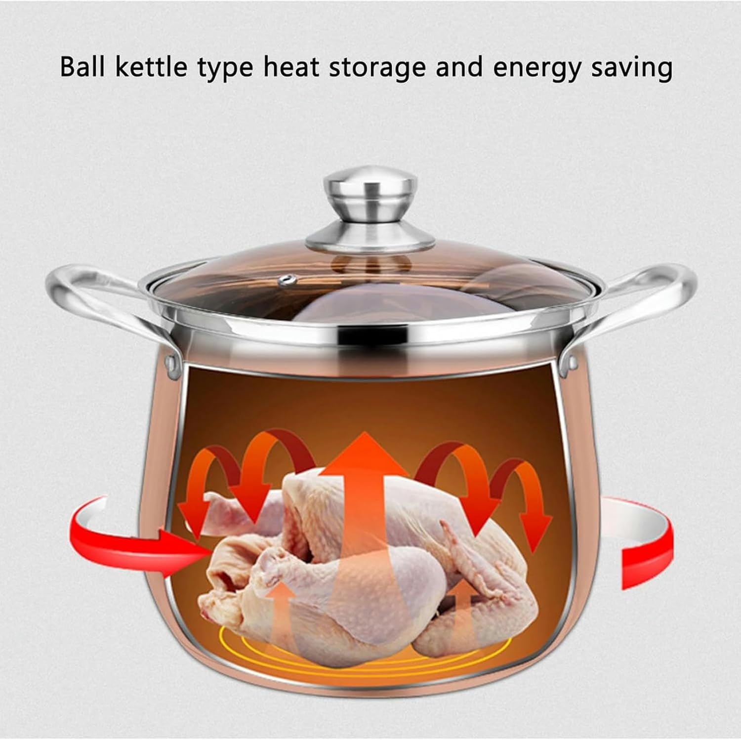 Stainless Steel Stockpot with Glass Lid for Cooking