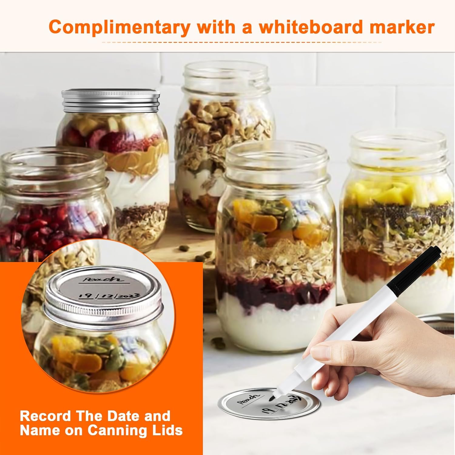 52PCS Mason Jar Lids RingsReusable Airtight Canning Jar lids for Home Kitchen
