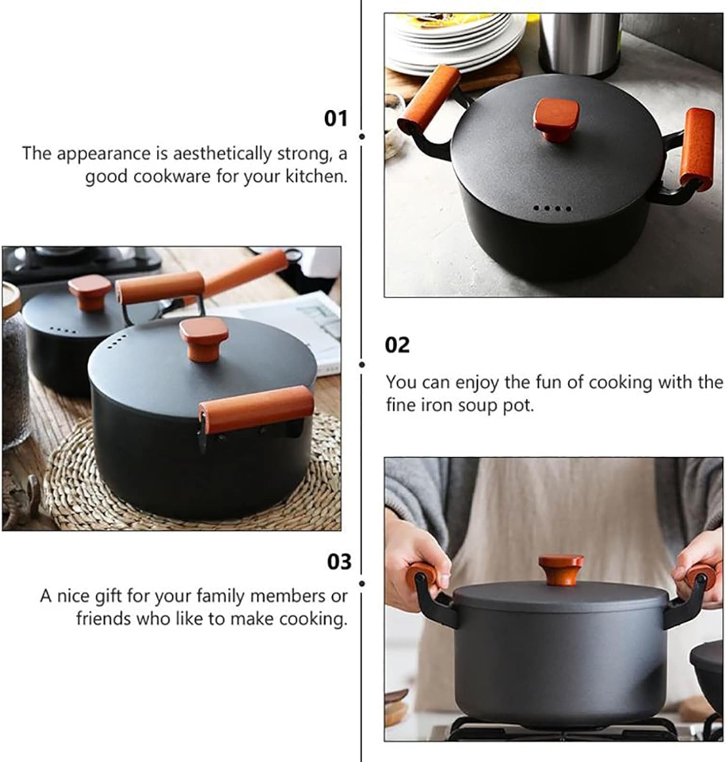 NTK Cast Iron Stockpot Dual Function Pot for Soups Stews More