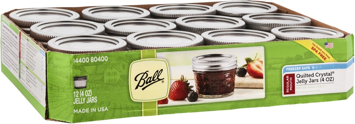 Ball Mason 4oz Quilted Jelly Jars Set of 12