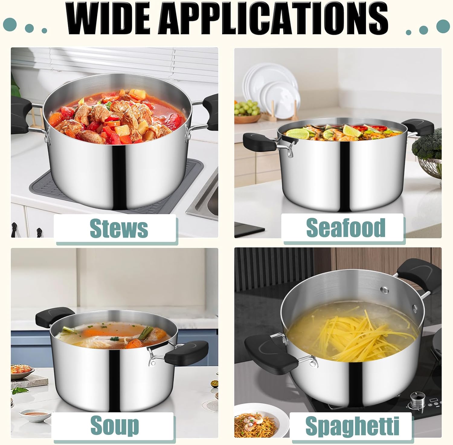 TeamFar 6QTStainless Steel Stockpot Set
