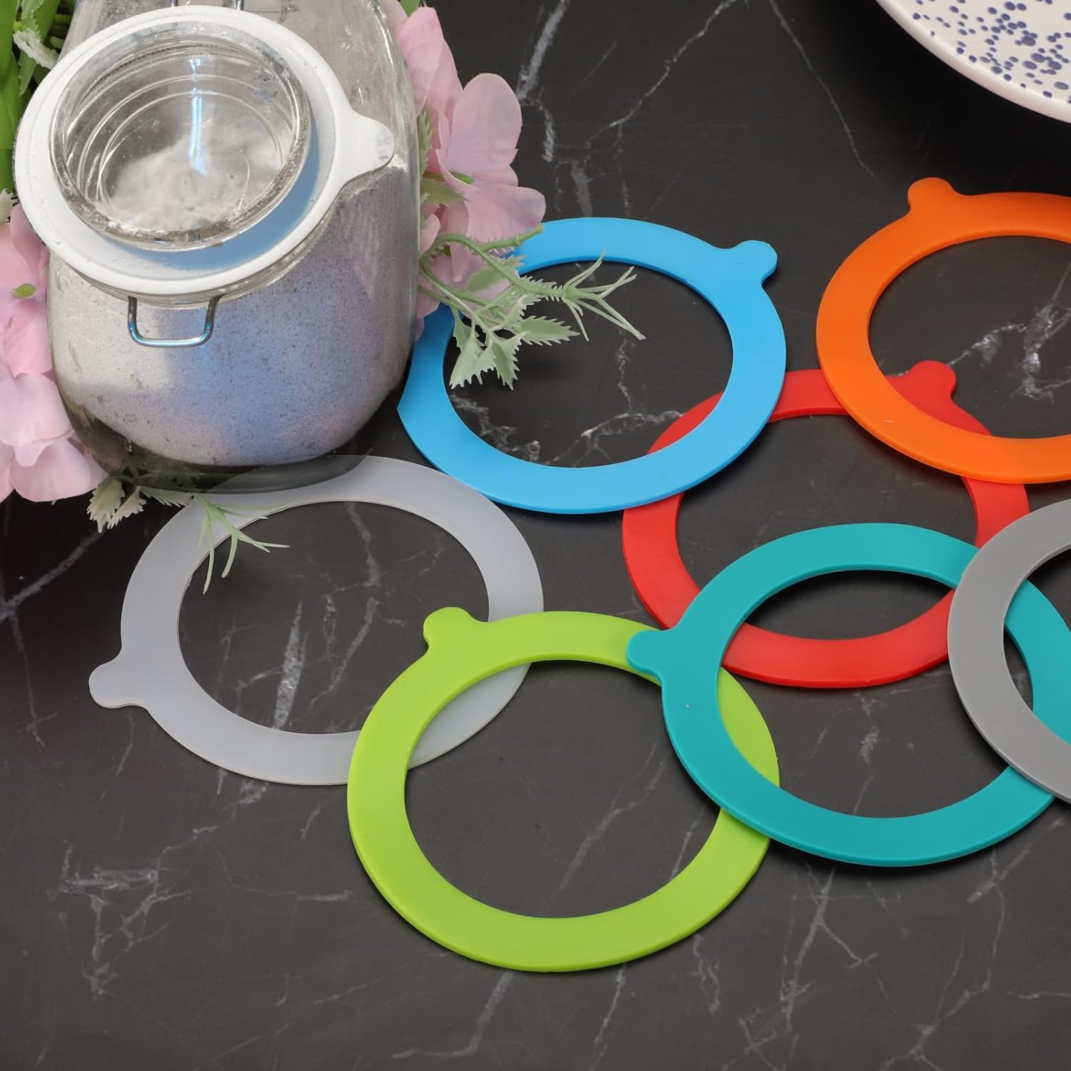 9-Piece Silicone Gasket Set for Glass Jars Durable Leakproof Canning Seals