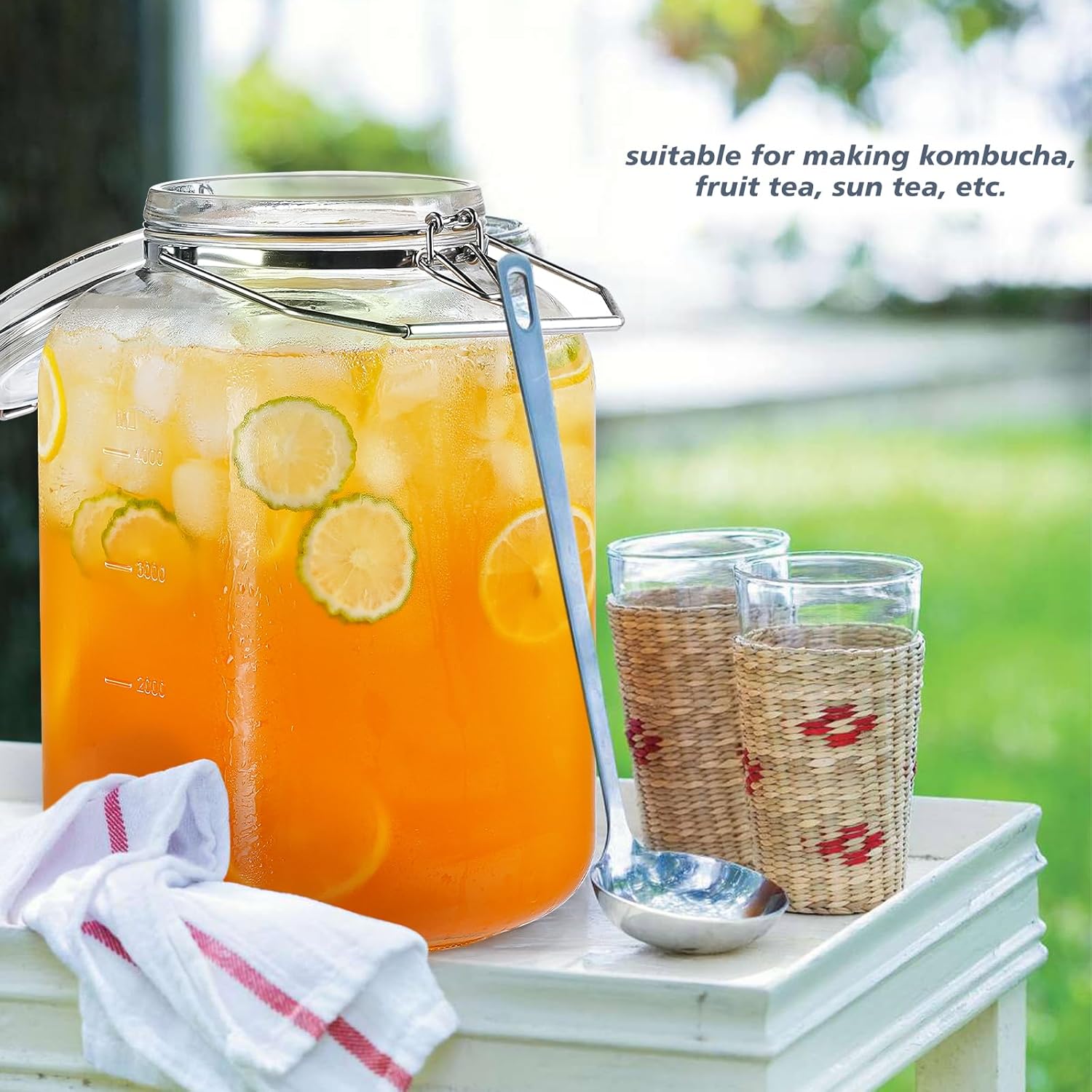 Folinstall 2 Pack Gallon Glass Jars with Airtight Lids