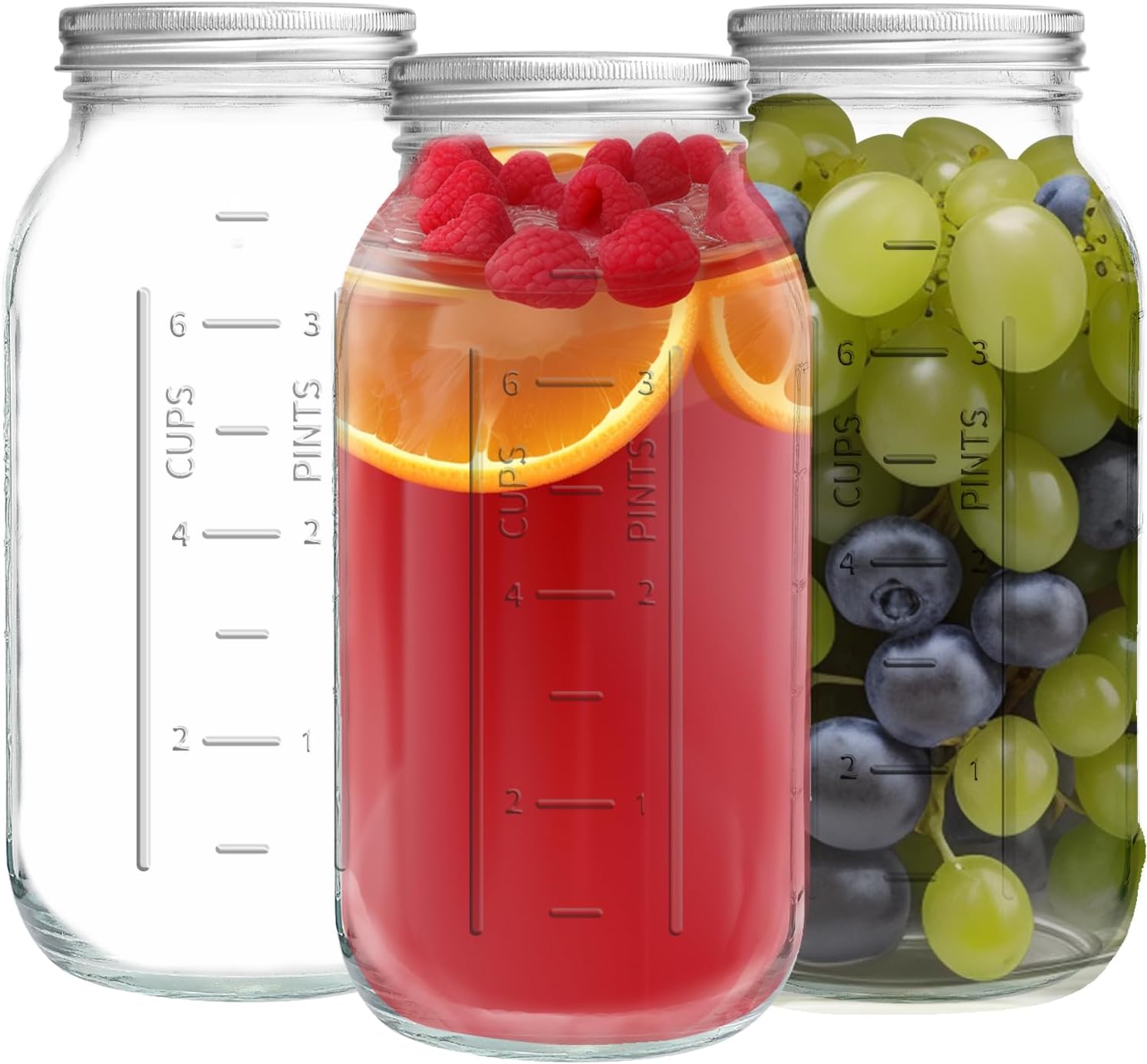 eleganttime 64 oz Wide Mouth Mason Jar 3 Pack