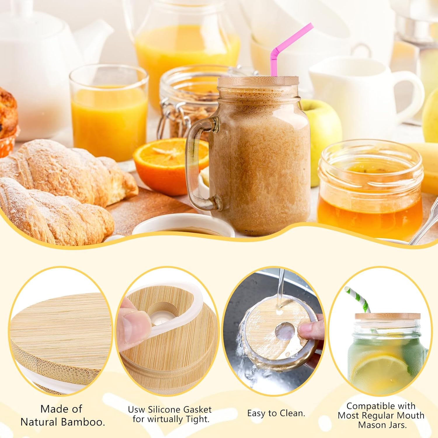 Bamboo Mason Jar Lids